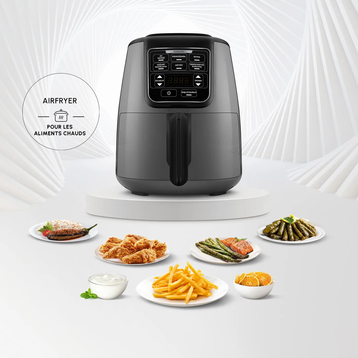 Airfryer Karaca Air Cook XL 2 en 1 Space, gris et noir