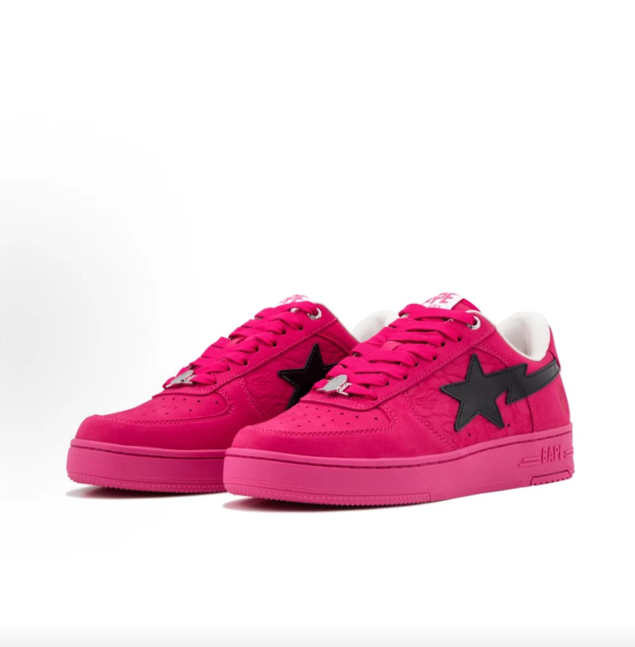 BAPE STA Low Embossed Hot Pink Black Nubuck
