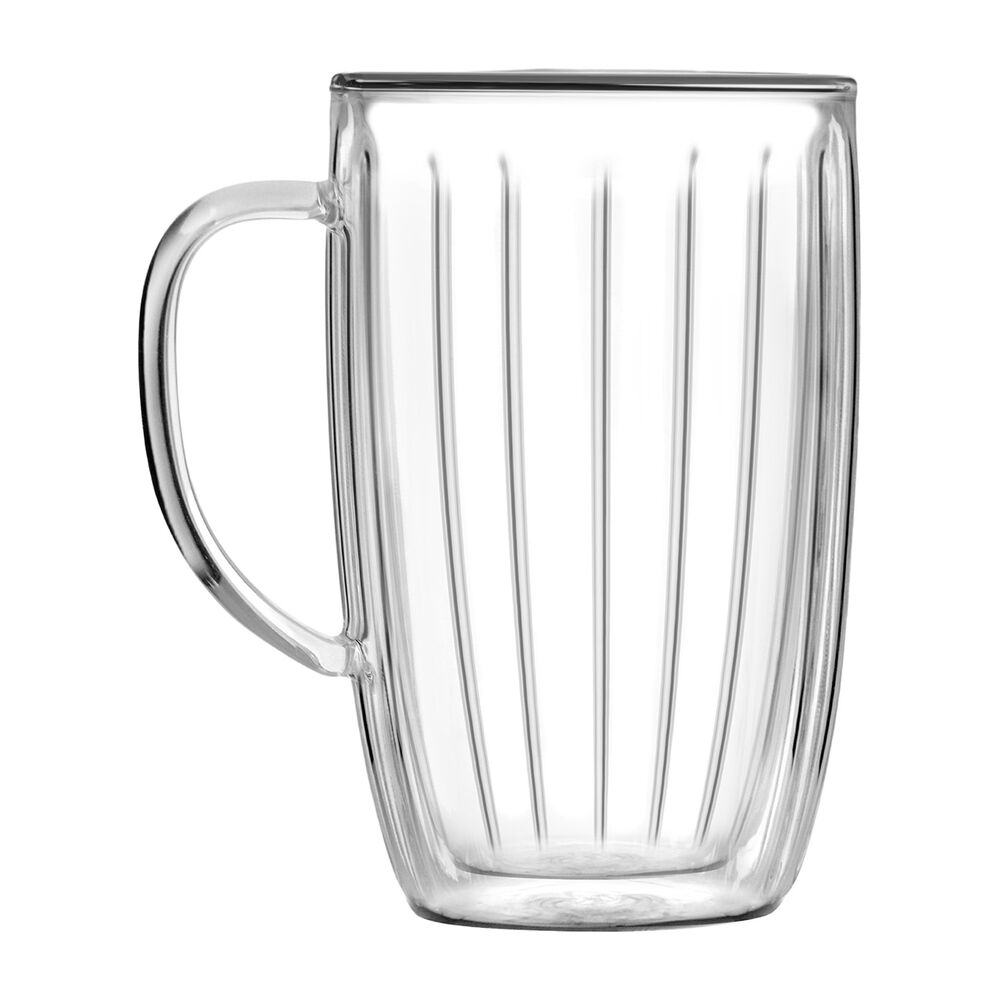 VIALLI DESIGN Komplet 2 szklanek termicznych wysokich z uchem Vialli Design Tulip, 350 ml, z podwójną ścianką