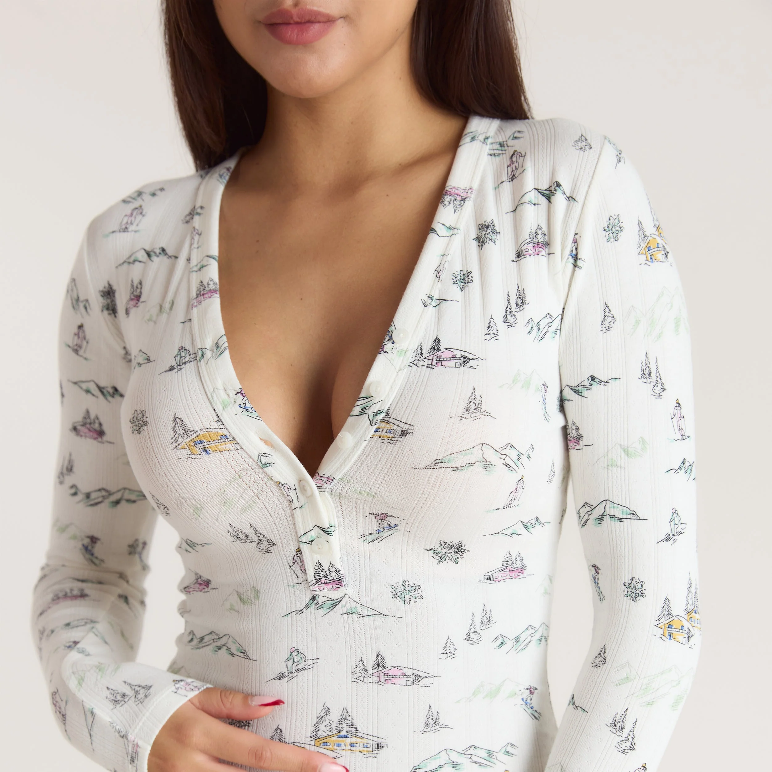 Alpine Dreams Pointelle Romper - Ski Print