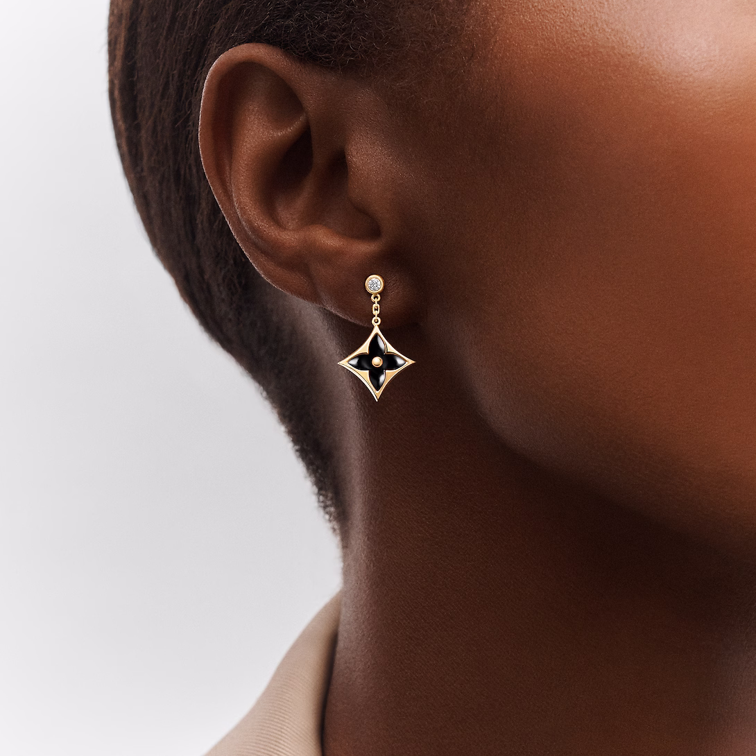Louis Vuitton Color Blossom BB Star Ear Studs, Yellow Gold, Onyx And Diamonds