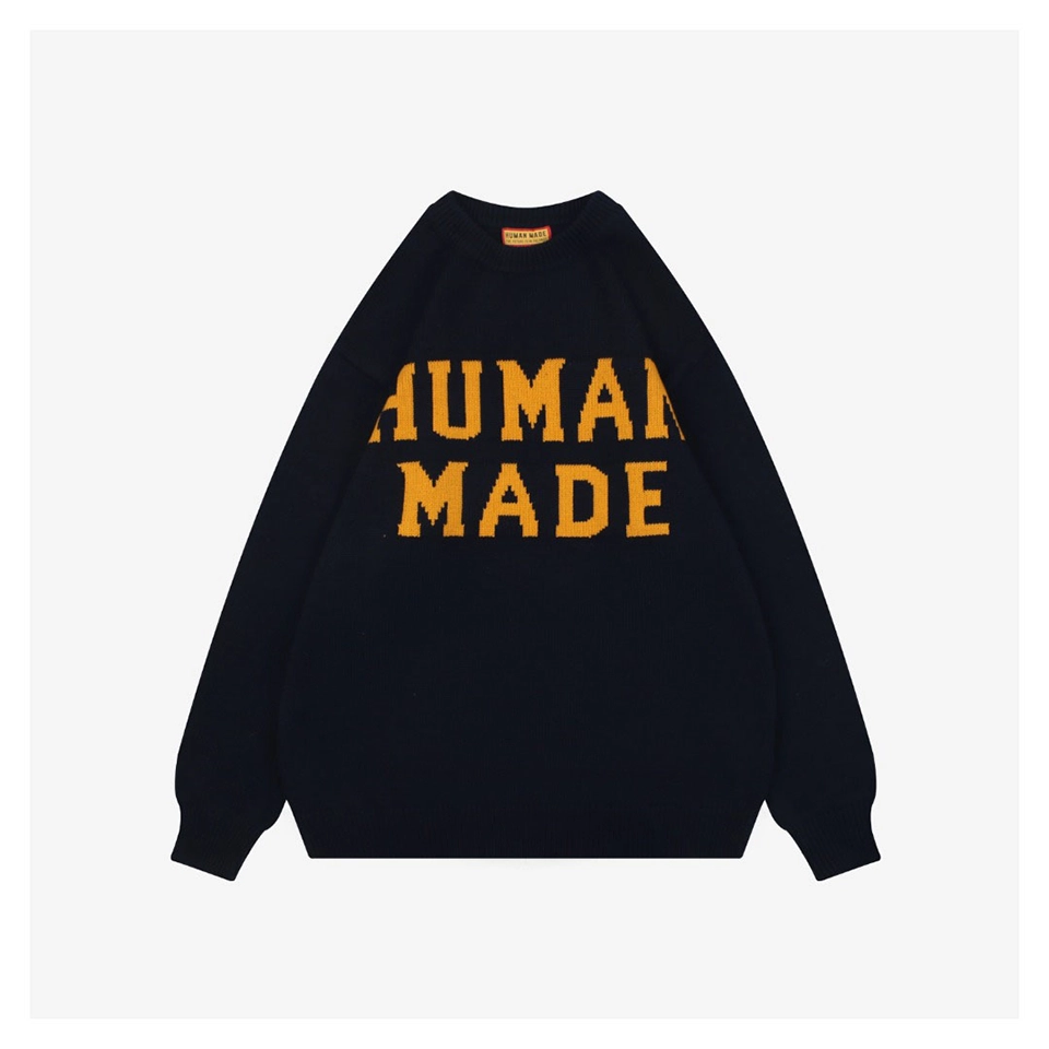 Human Made Polar Bear Intarsia Crewneck Sweater (Brown/Navy)