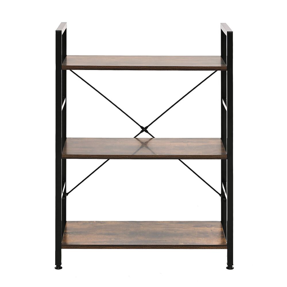 OTE Regał loft 60 x 28 x 85 cm OTE, 3 półki, melamina, ciemnobrązowy