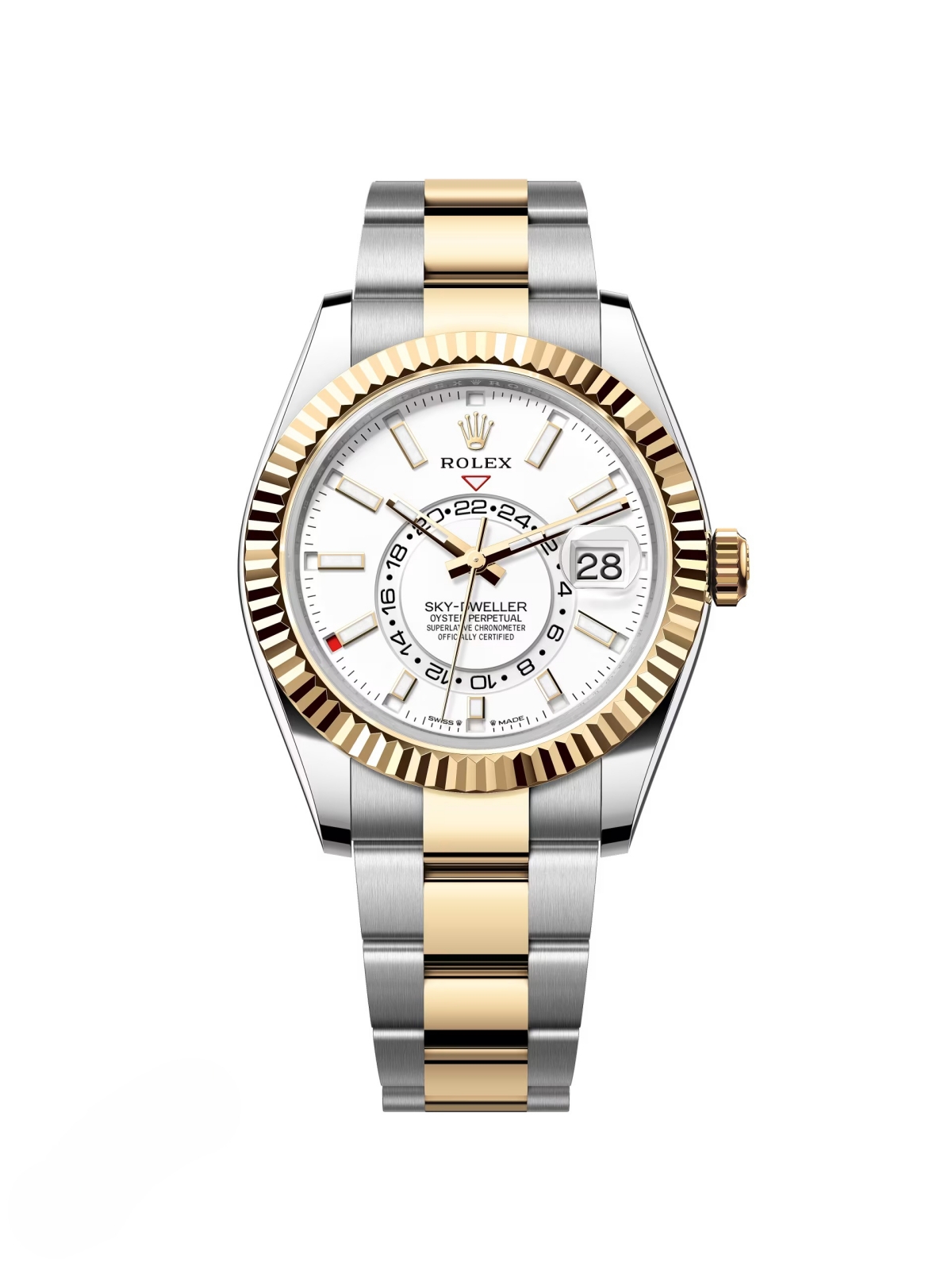 [2026 Mirror Grade]RLX  Sky-Dweller 42mm Two-Tone Yellow Gold White Dial Oyster - 336933 - New 2025