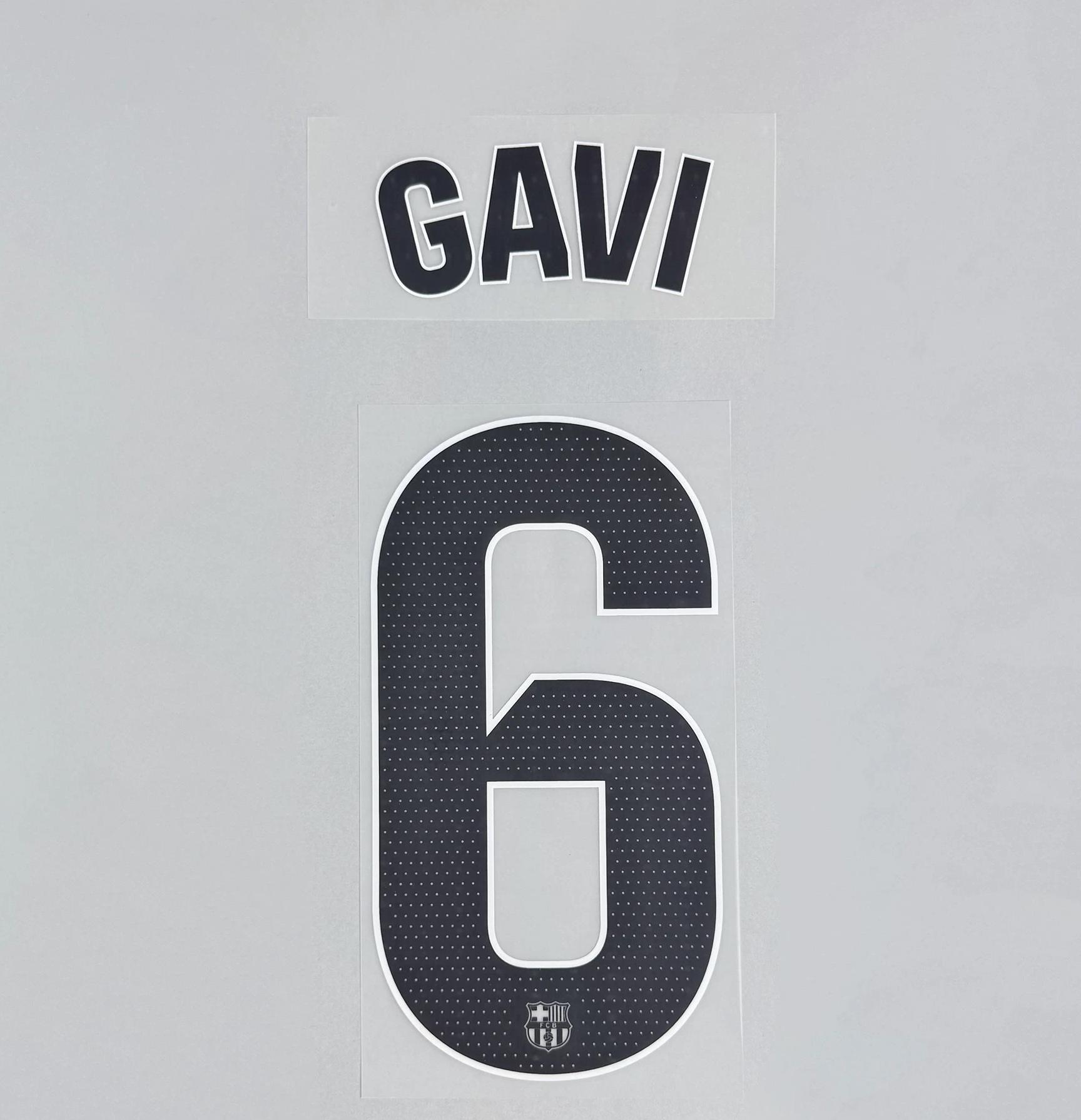 GAVI #6 FC Barcelona 2025-26 Away La Liga Football Soccer Name & Number Set