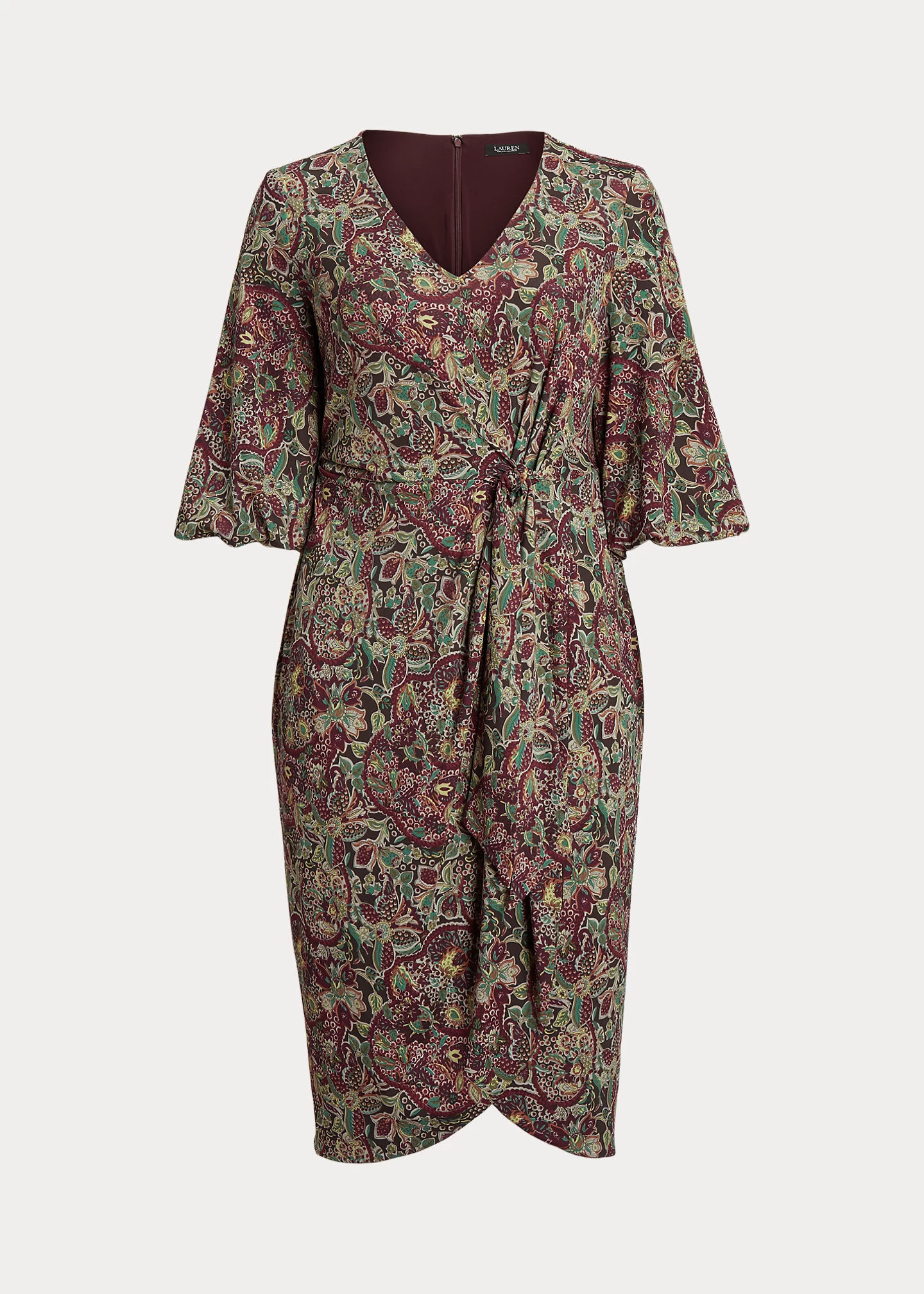 Floral Jersey Tie-Front Midi Dress
