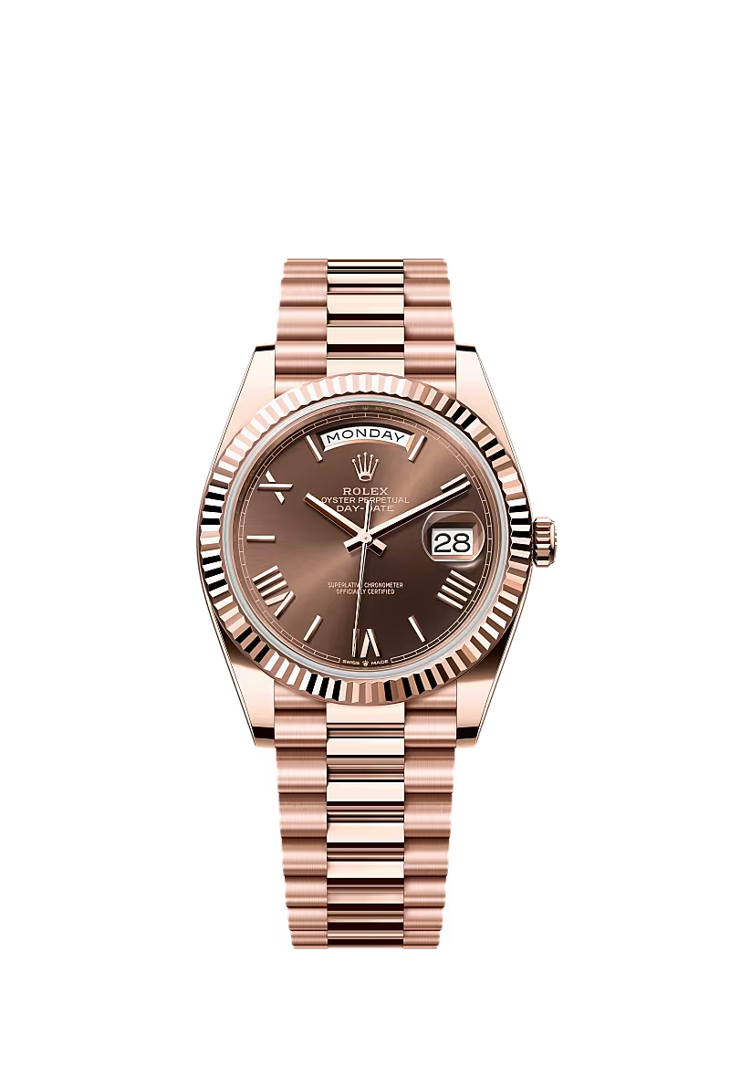 [2026 Mirror Grade]RLX  Day-Date President 40mm Everose Gold Chocolate Roman Dial - 228235
