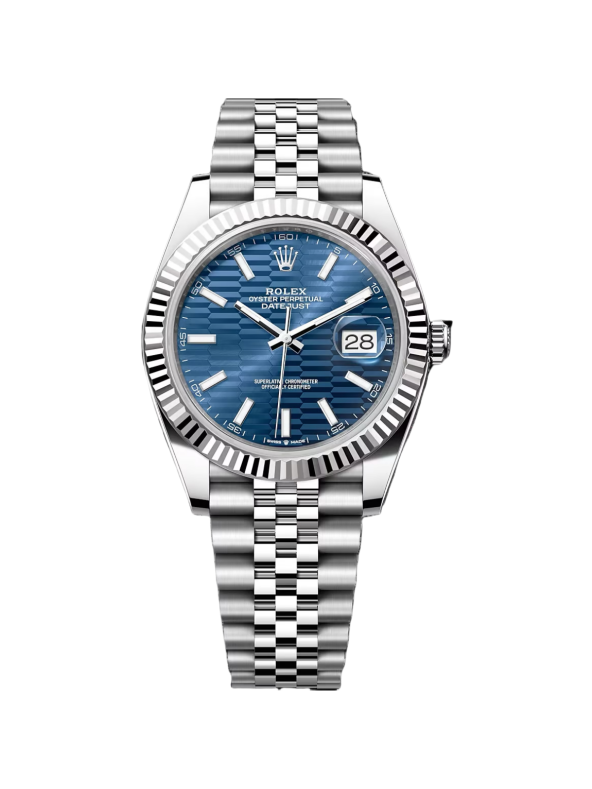 [2026 Mirror Grade]RLX  Datejust 41mm Blue Fluted Motif Index Dial Jubilee Bracelet Watch - 126334