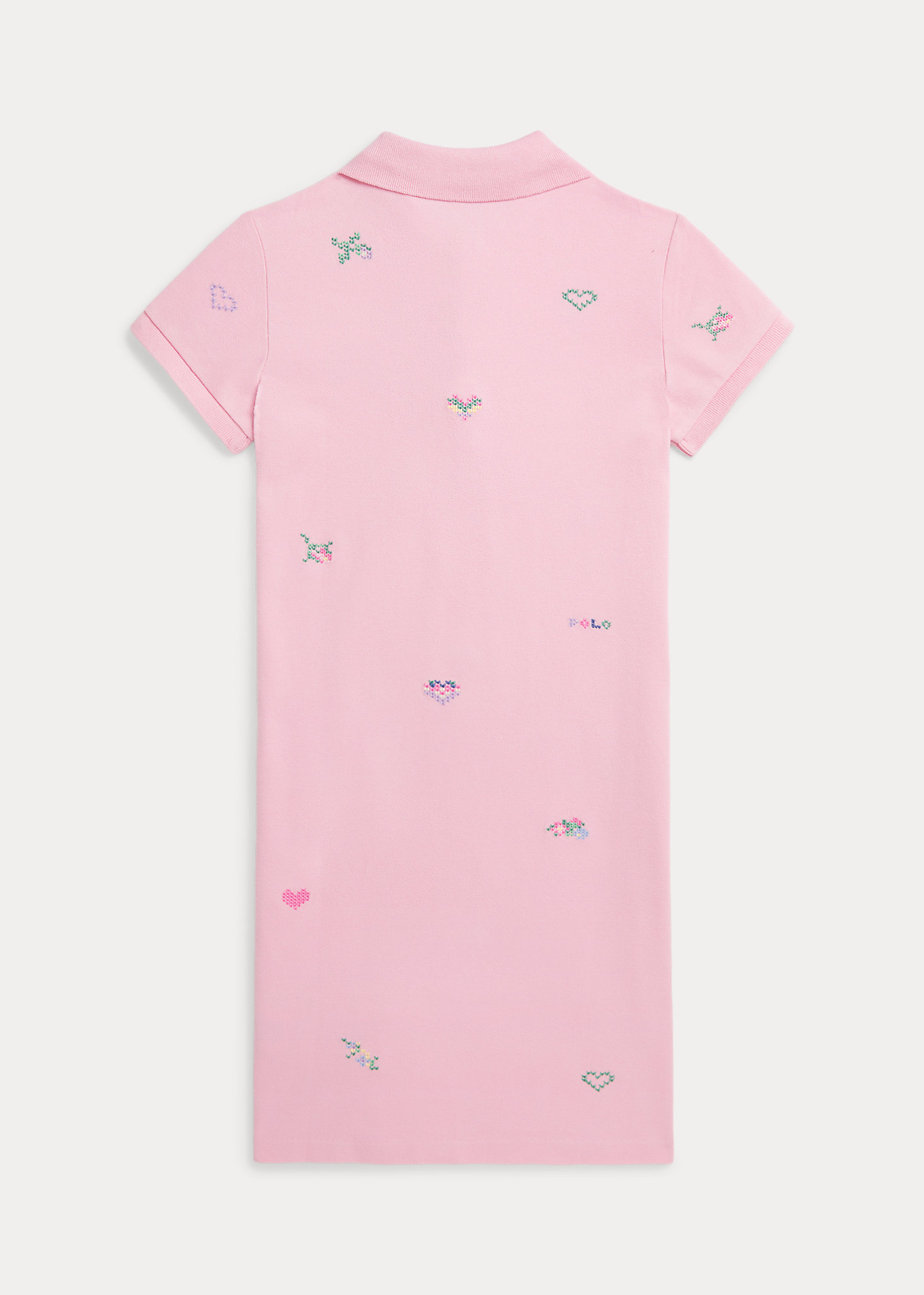 Embroidered Stretch Mesh Polo Dress