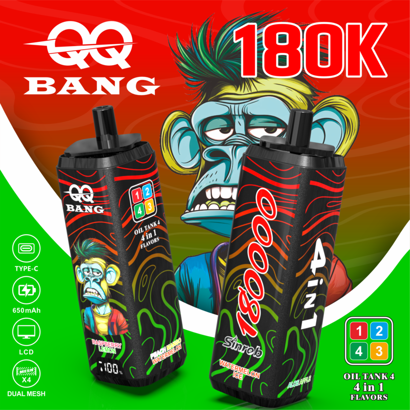 【10 products with free shipping and large discounts】QQ BANG 180K Puffs Prefilled Vape |  Rechargeable