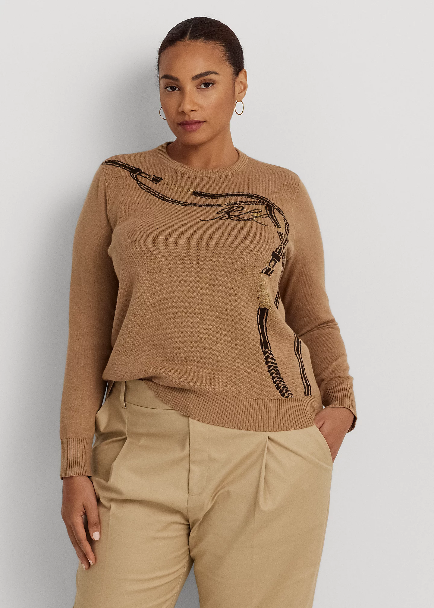 Belting-Motif Cotton-Blend Sweater