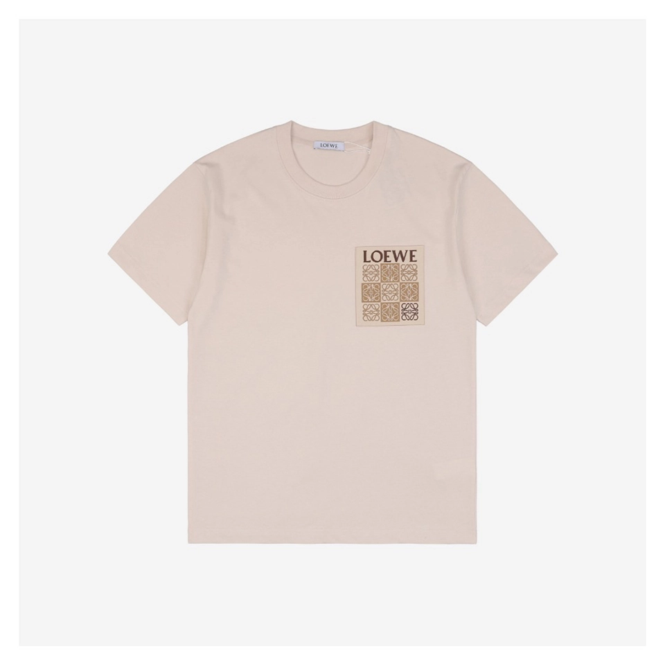 L Pocket Flower Logo Rubber Print T-Shirt (Black/Beige)