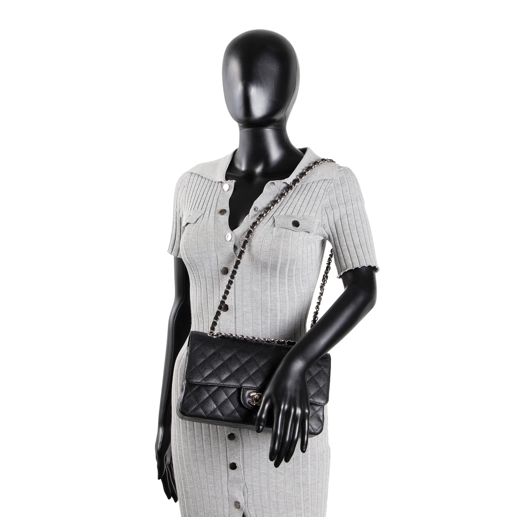 CHANEL Classic Caviar Medium Double Flap - Black