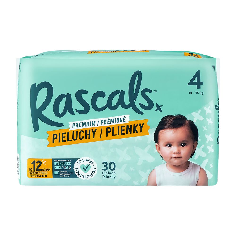 RASCALSPieluszki Rascals, 10-15 kg, rozmiar 4, 30 szt.