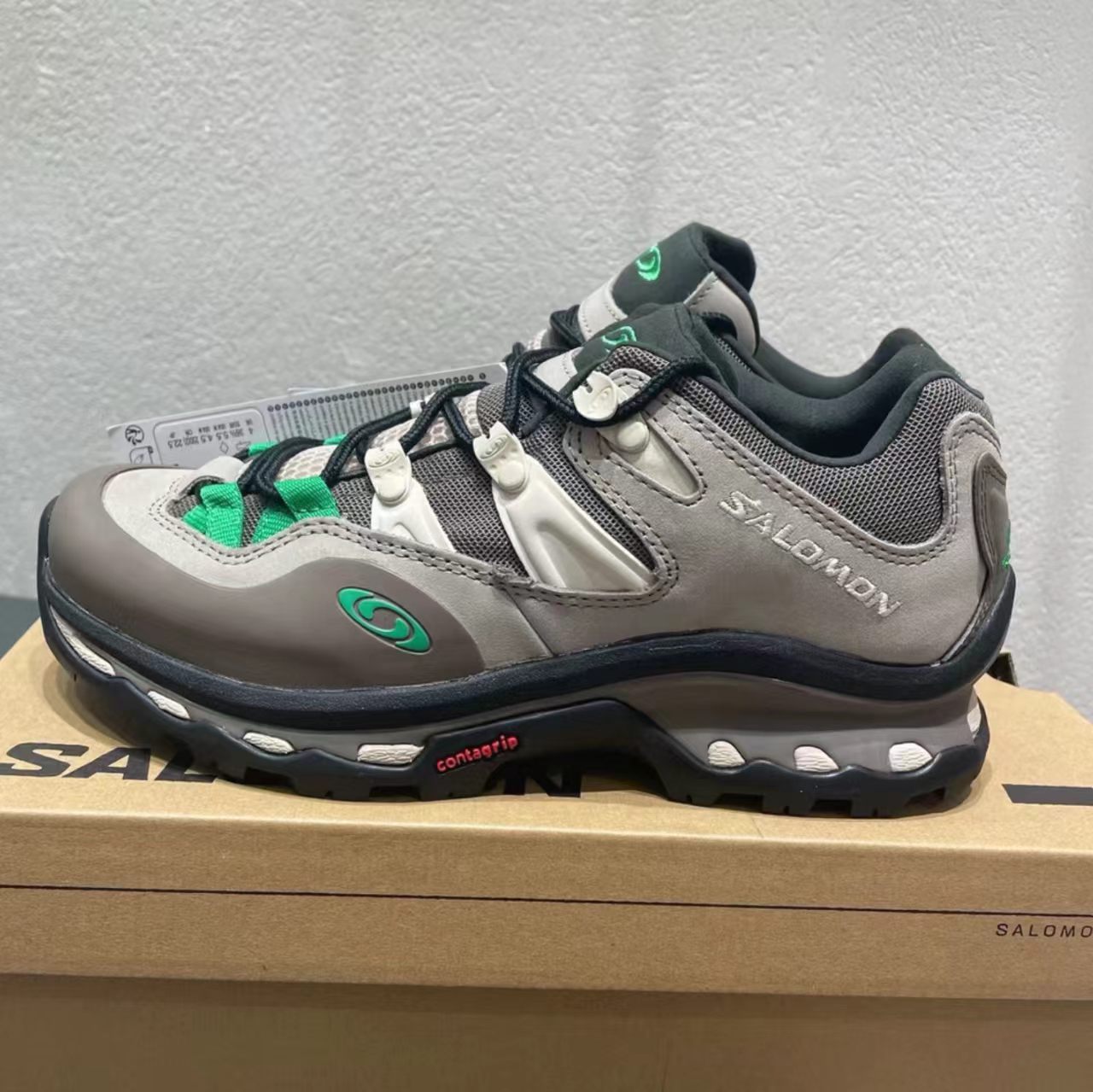 Salomon XA Pro 3D Taupe Green Nubuck Hiking Shoes