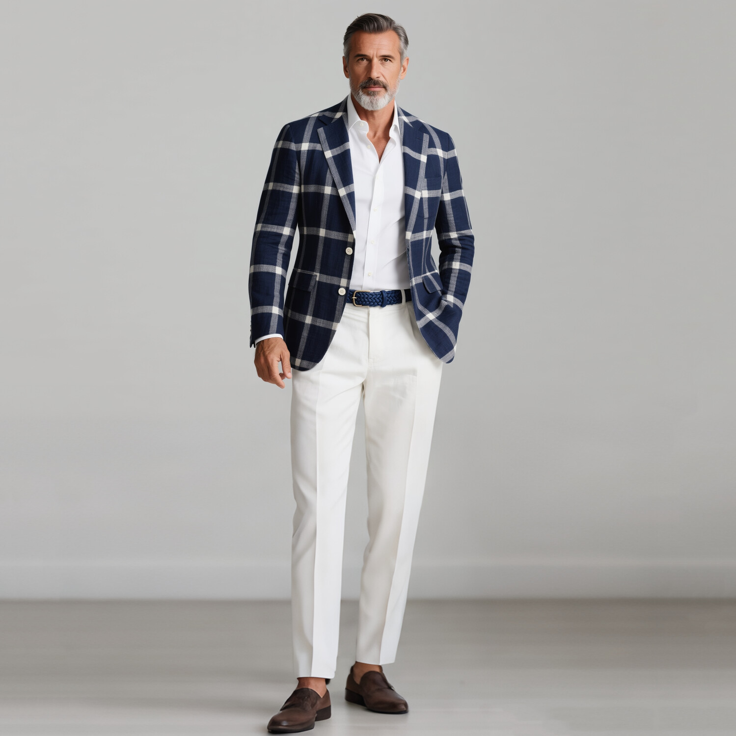 Men's Plaid Pattern Notch Lapel Long Sleeve Single Breasted Blazer