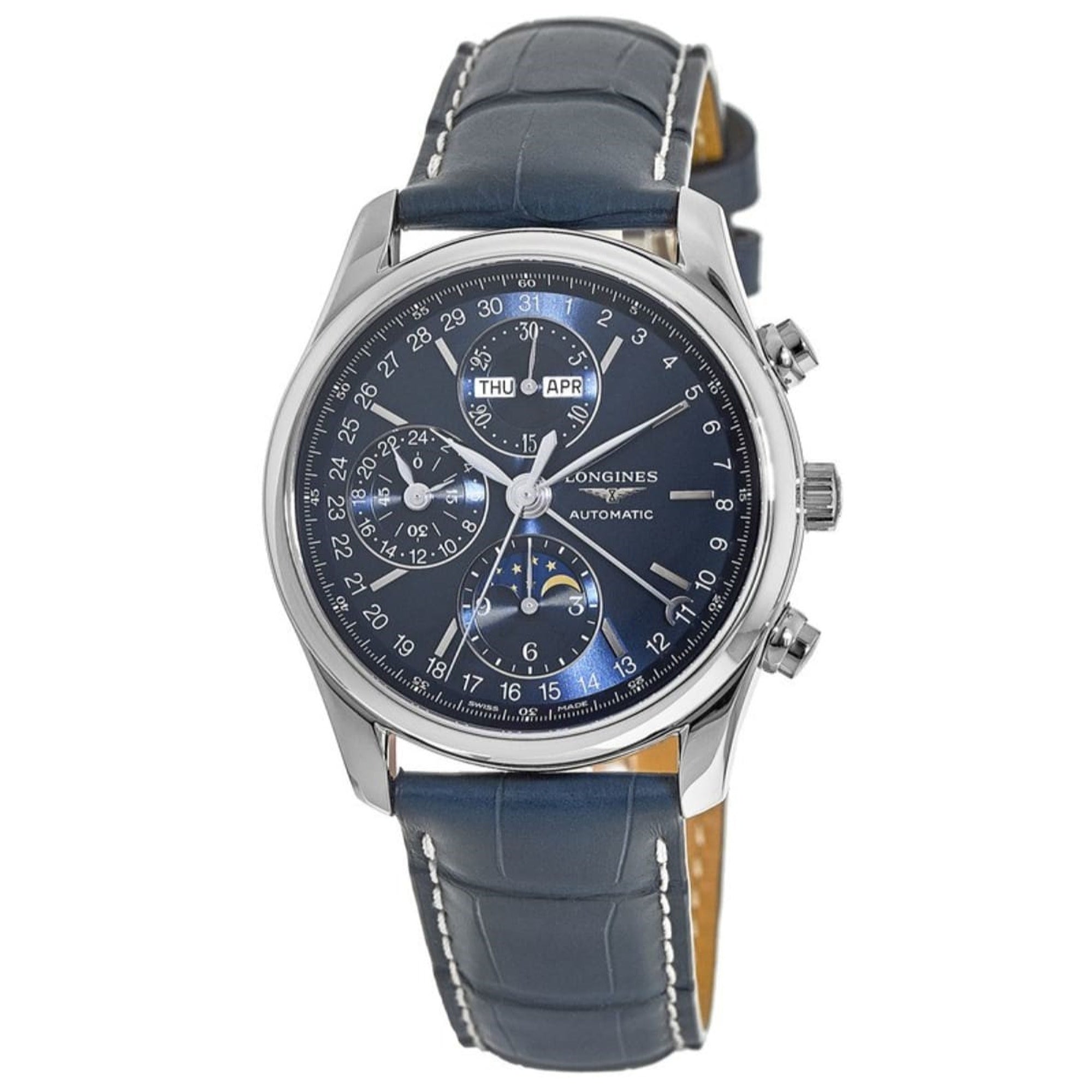 [2026 Mirror Grade]Longines Men's L2.673.4.92.0 Master Collection Chronograph Blue Leather Watch