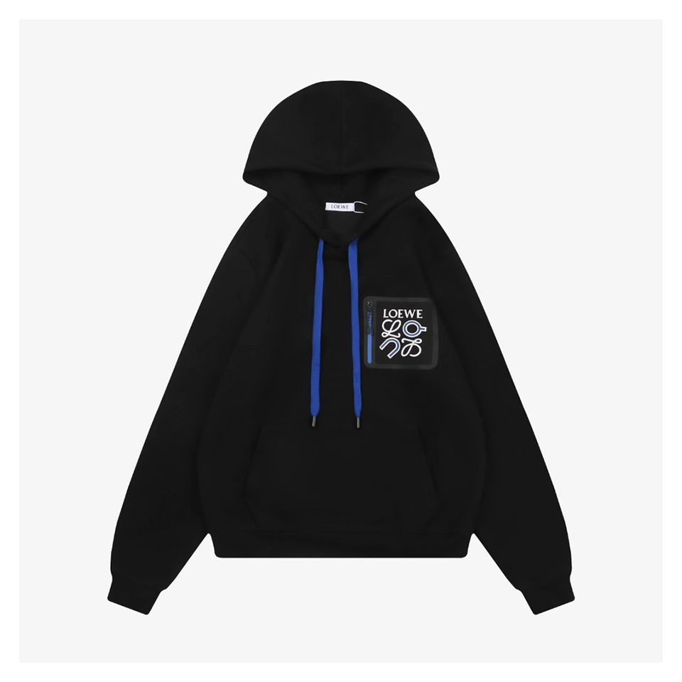 L ON Logo Patch Pocket Hoodie (White/Black)