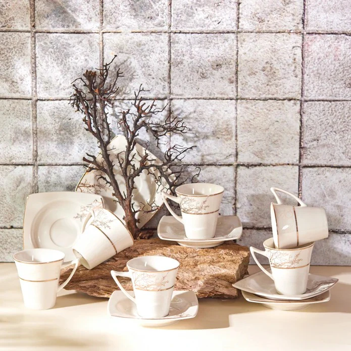 Coffret de tasses à expresso/moka Karaca Autumn en porcelaine pour 6 personnes, 12 pièces