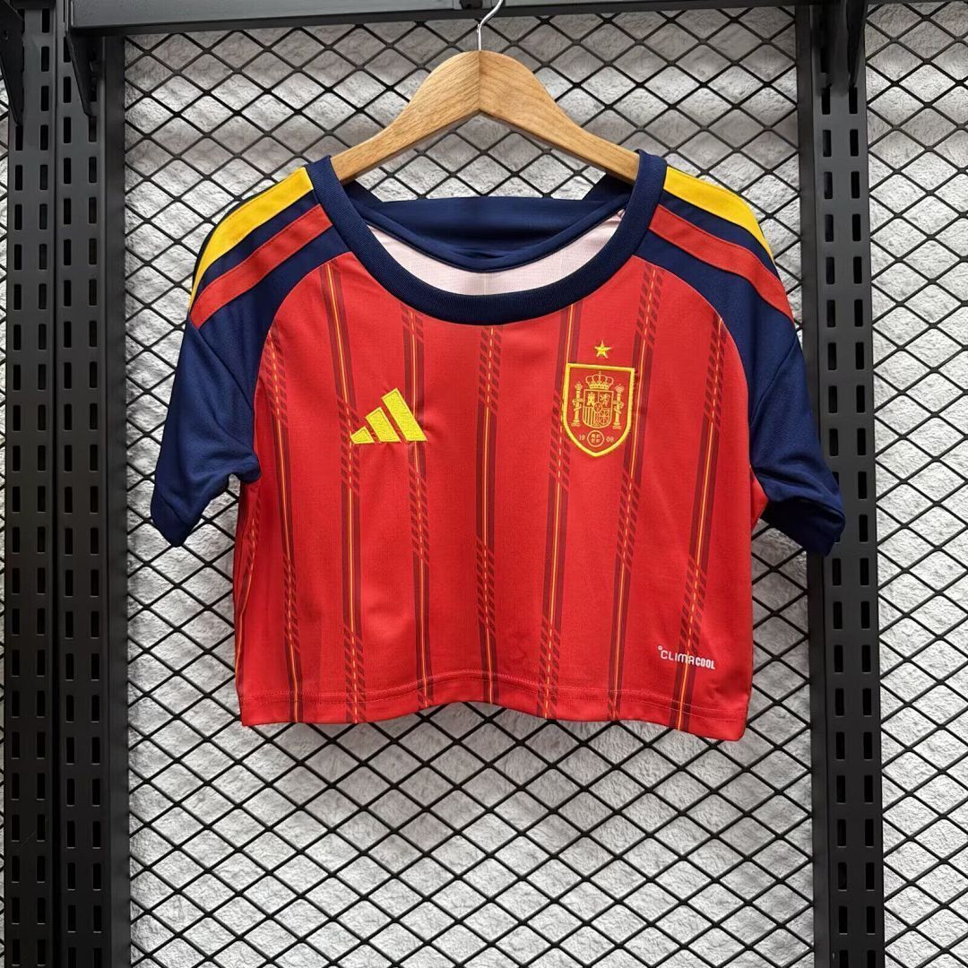 Spain Football Jersey Home Women's Crop Top World Cup 2026