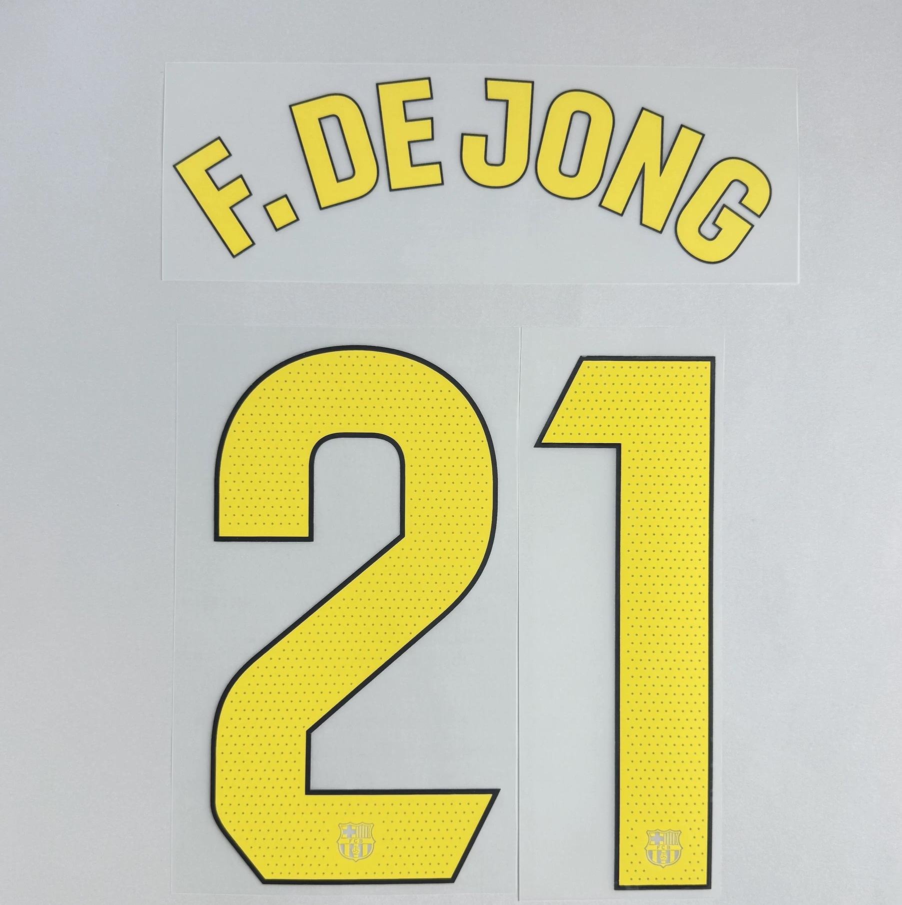 F. DE JONG #21 FC Barcelona 2025-26 Home & Fourth Away UCL Football Soccer Name & Number Set