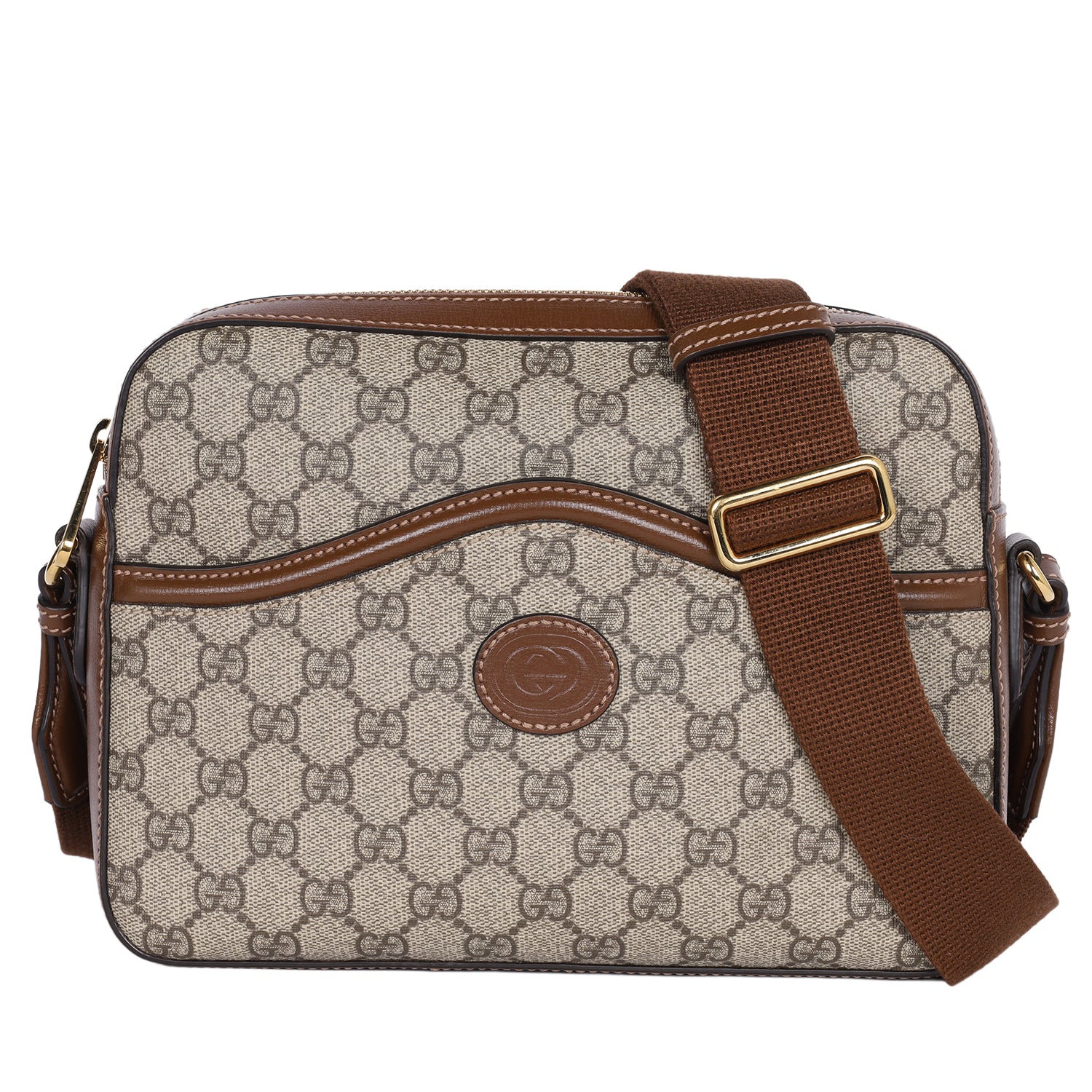 GG Supreme Monogram Interlocking G Messenger Shoulder Bag