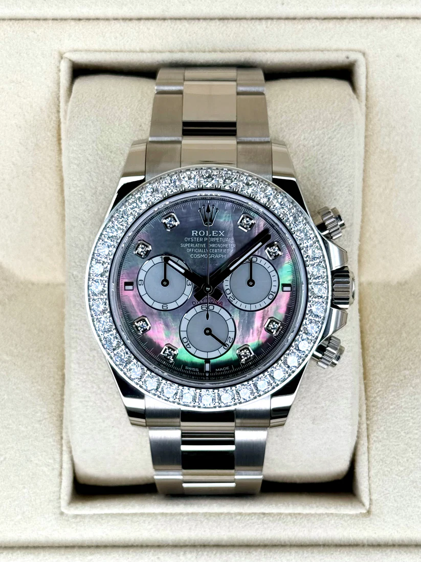 [2026 Mirror Grade]Rolex Cosmograph Daytona 40mm White Gold Mother of Pearl Dial Diamond Bezel - 126579RBR