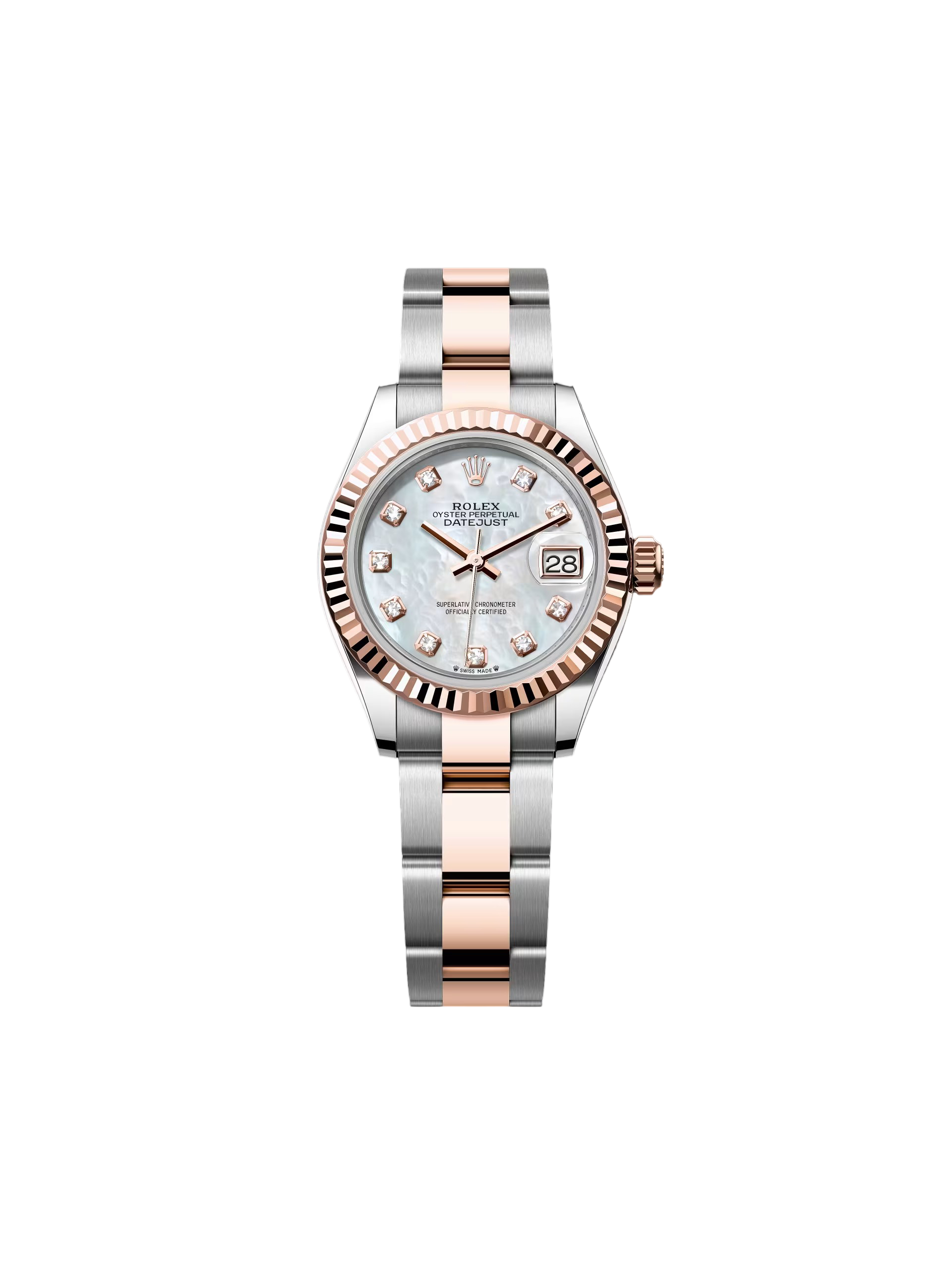 [2026 Mirror Grade]RLX Lady-Datejust 28mm 279171 White Mother Of Pearl Diamond Oyster Stainless Steel and Rose Gold