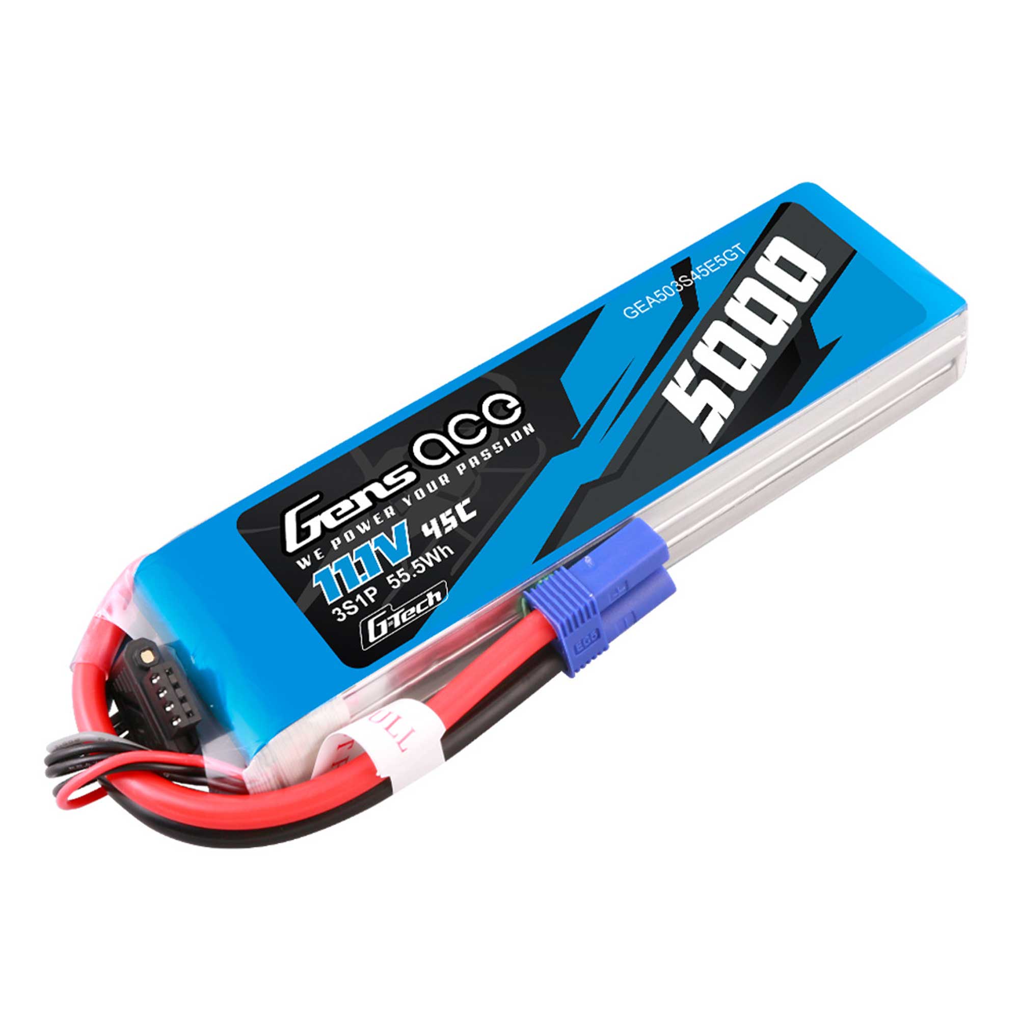 11.1V 5000mAh 3S 45C G-Tech LiPo Battery: EC5
