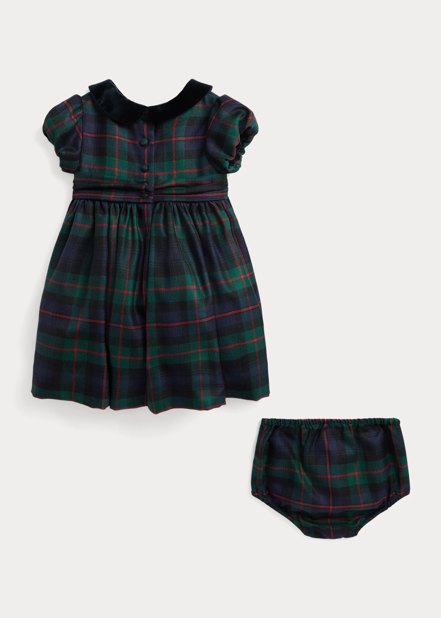 Plaid Hand-Smocked Wool Dress & Bloomer