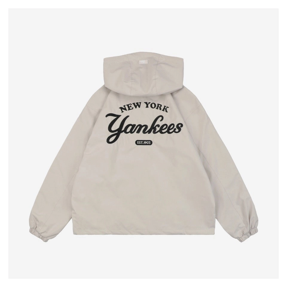 MLB NY Signature Lettering Back Print Hooded Jacket White