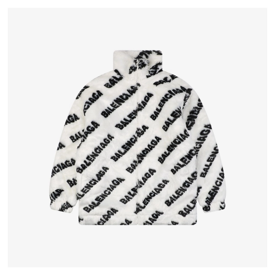 Blcg Allover Logo Faux Fur Jacket (Brown/White)