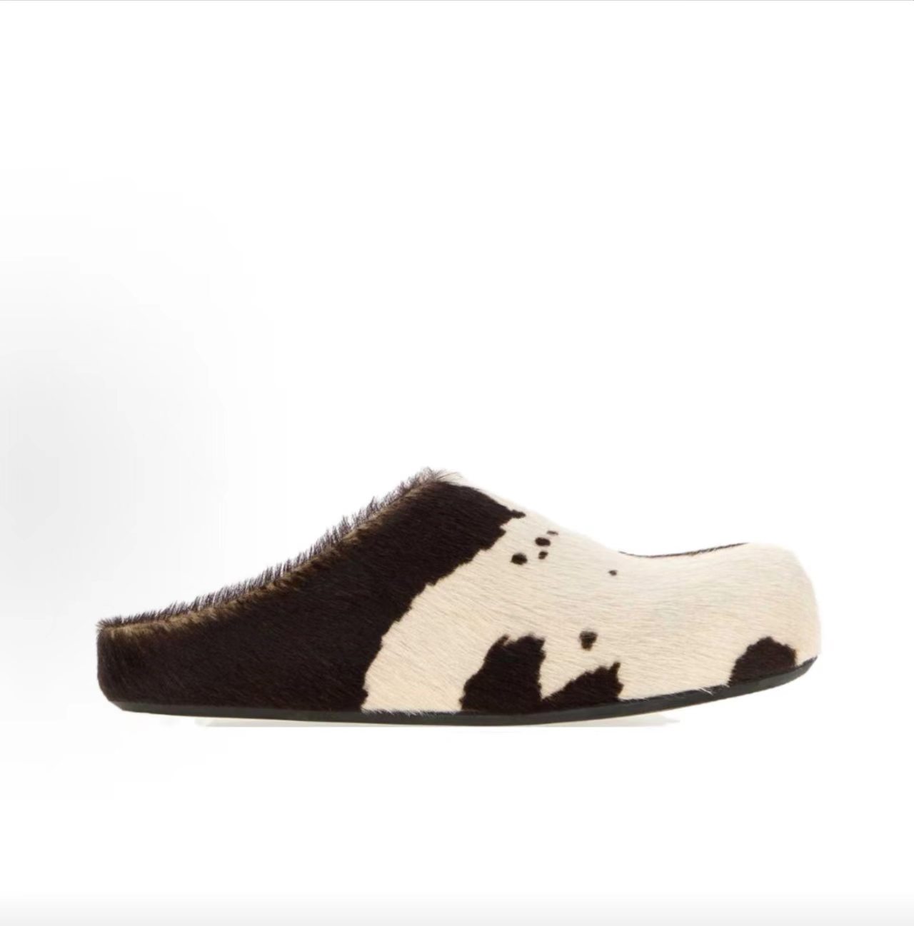 Marni Fussbett Cow Print Haircalf Mule