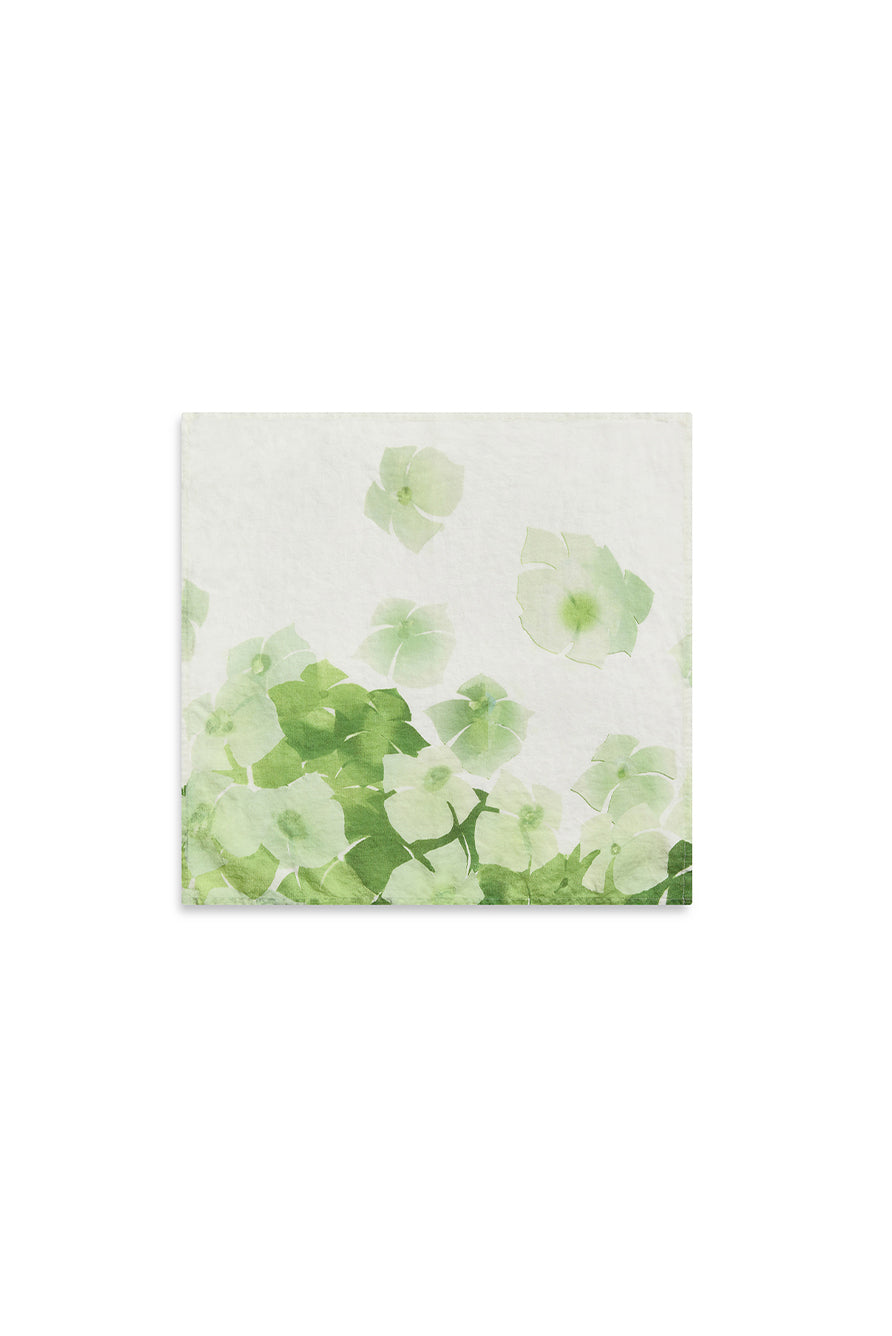 Floral Hydrangea Print Linen Napkin in Sage Green – 20 x 20 in