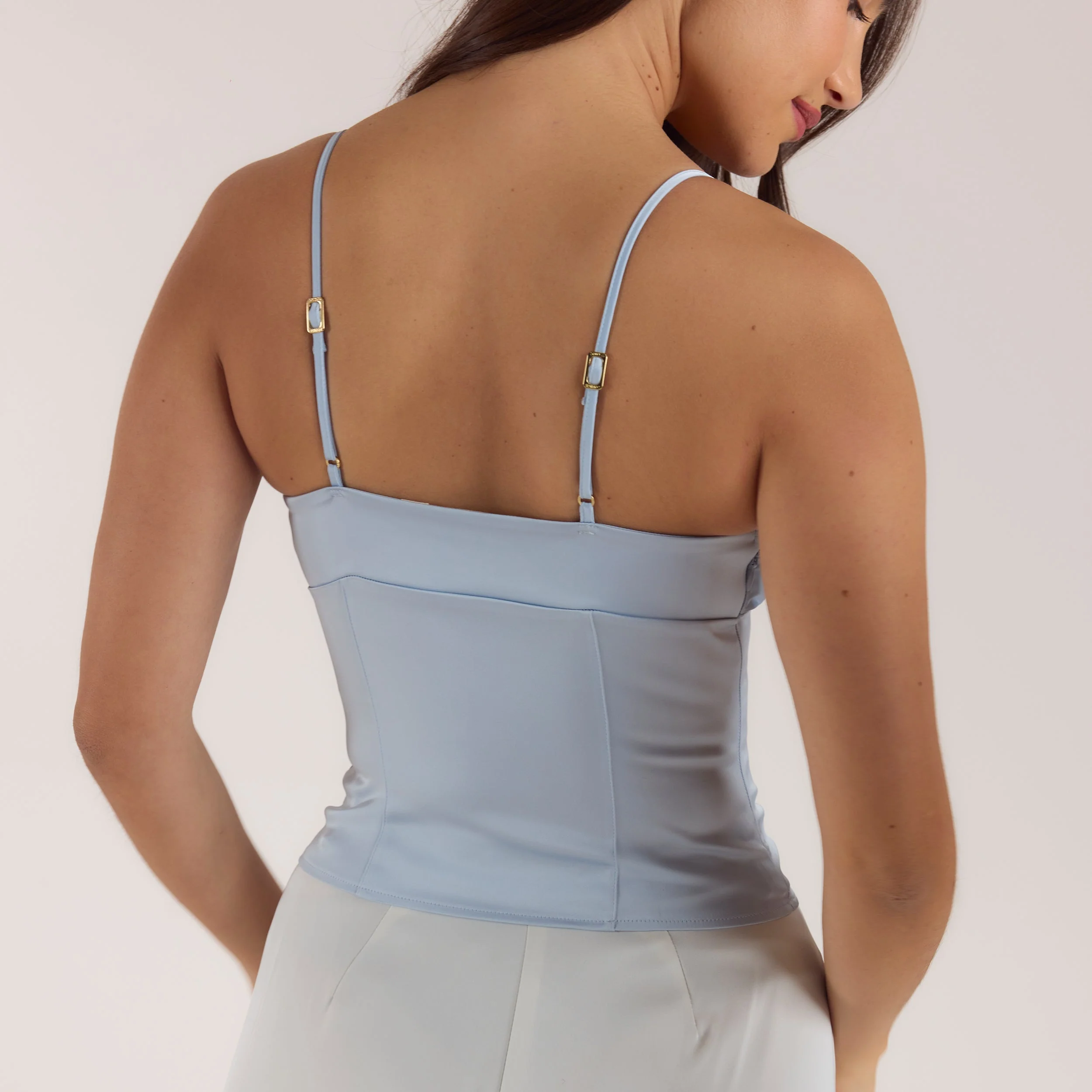 Satin Cowl Neck Cami Top - Blue