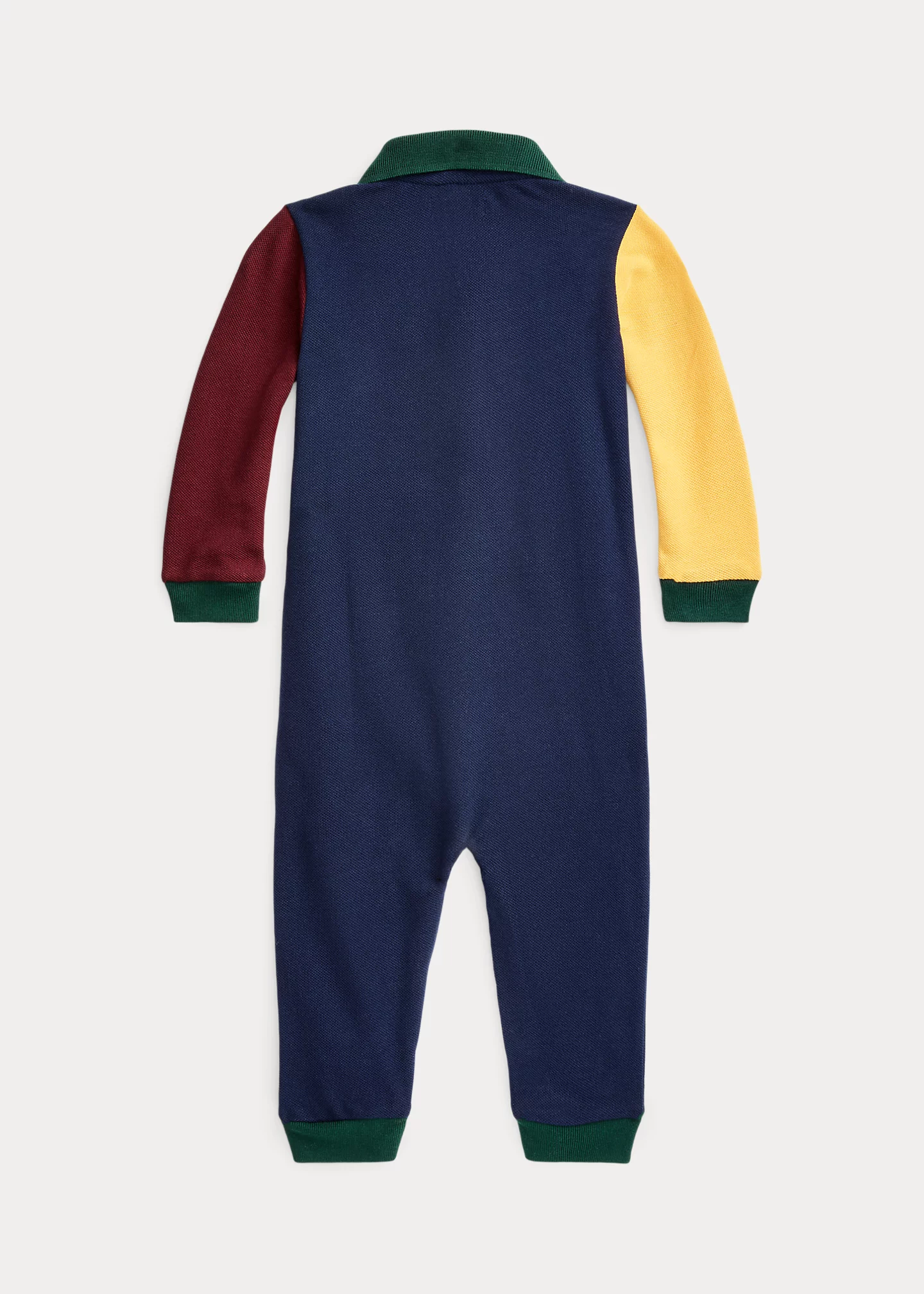 Color-Blocked Cotton Mesh Polo Coverall