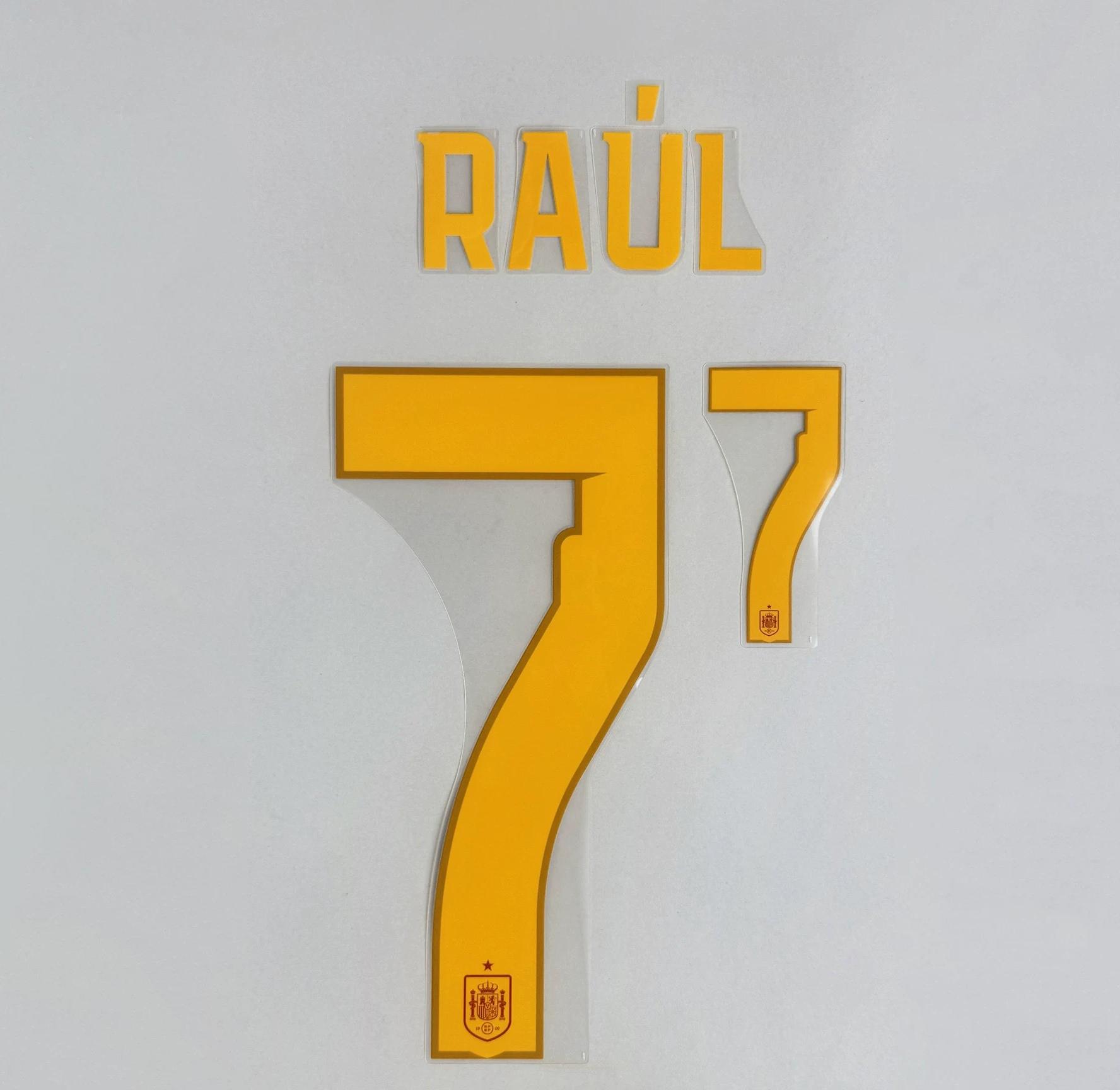 RAUL #7 Spain 2026 World Cup Home Football Soccer Name & Number Set