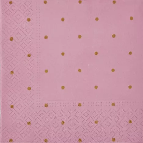 PAW Serwetki papierowe PAW Golden Dots 33x33 cm 20 szt różowe
