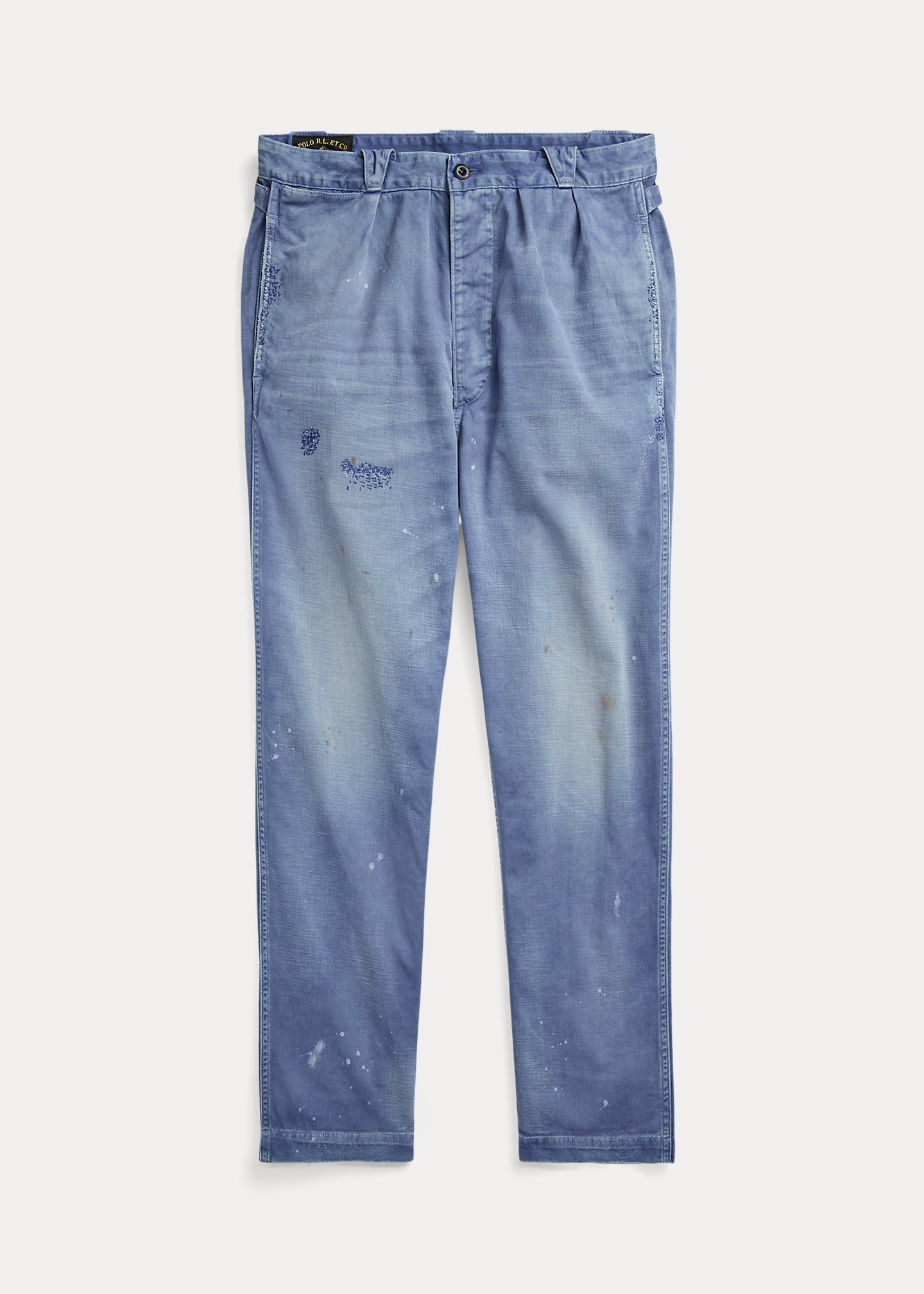 Straight Fit Distressed Twill Pant