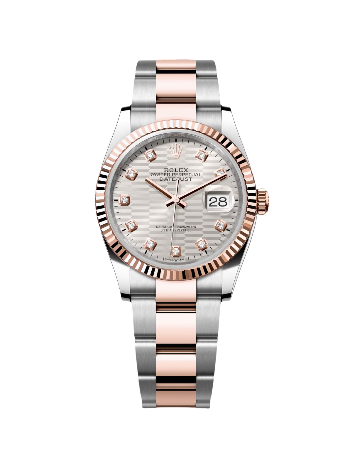 [2026 Mirror Grade]RLX  Datejust 36mm 126231 Silver Fluted Motif Dial Oystersteel and Everose gold Bracelet