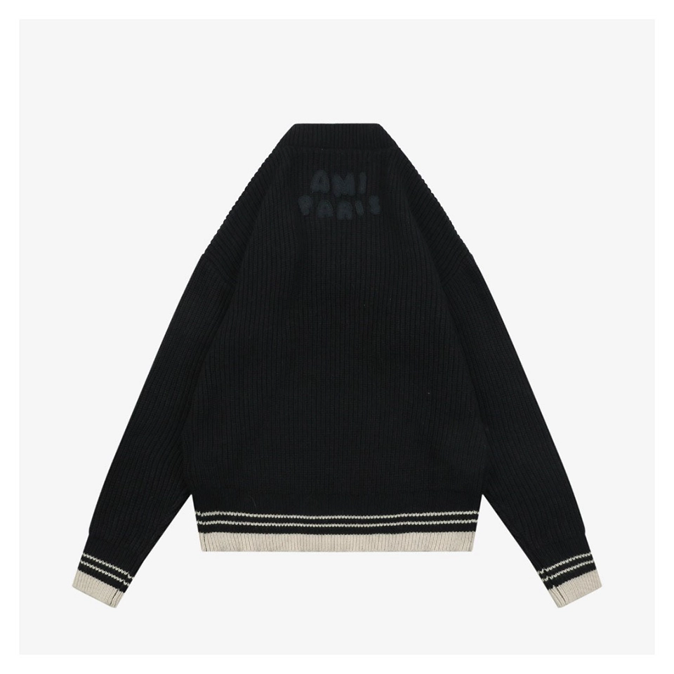 Ami Heart Color-Block Knit Cardigan