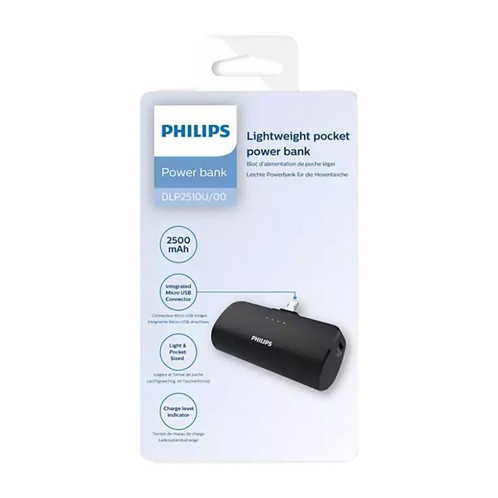 PHILIPS Powerbank Philips DLP2510U/00, micro-USB, 2500 mAh, 10 W, czarny