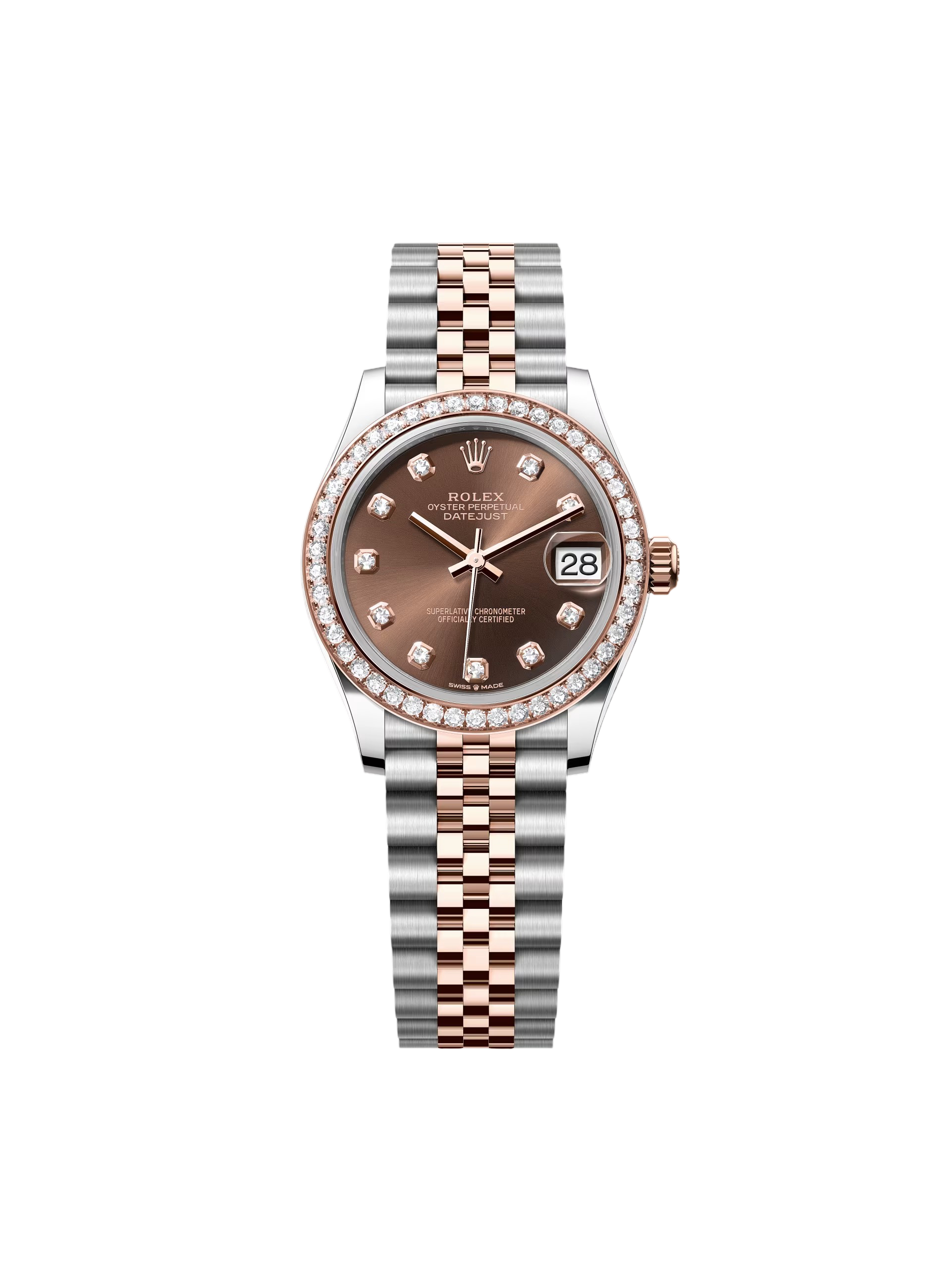 [2026 Mirror Grade]RLX Datejust m278381-0027/0028 Chocolate Diamond 31mm Dial Diamond-Set Bezel and Oyster Bracelet Watch