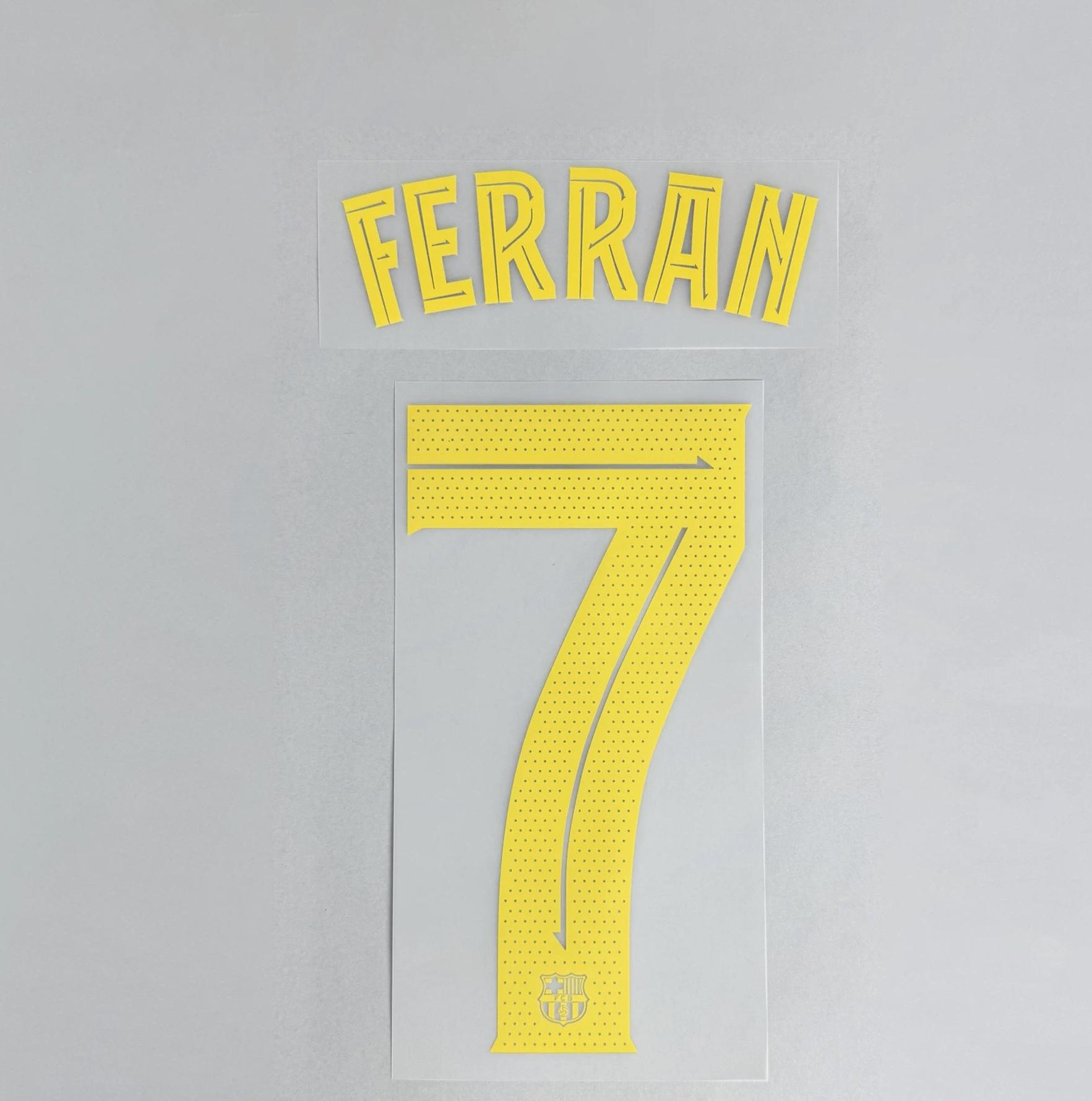 FERRAN #7 FC Barcelona 2025-26 Home & Fourth Away UCL Football Soccer Name & Number Set
