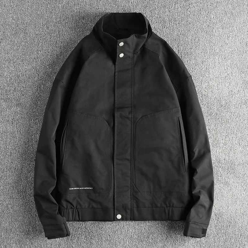 Autumn and winter new simple tooling stand collar jacket men’s retro trend cardigan casual coat