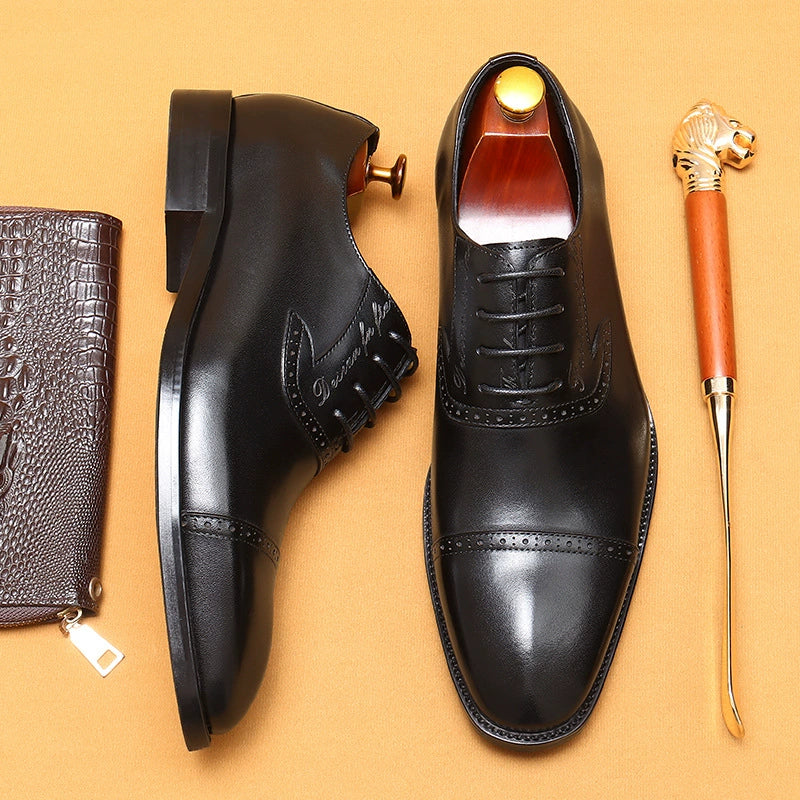 Men’s 3-Cap Toe Brogue Oxford Shoes 96111