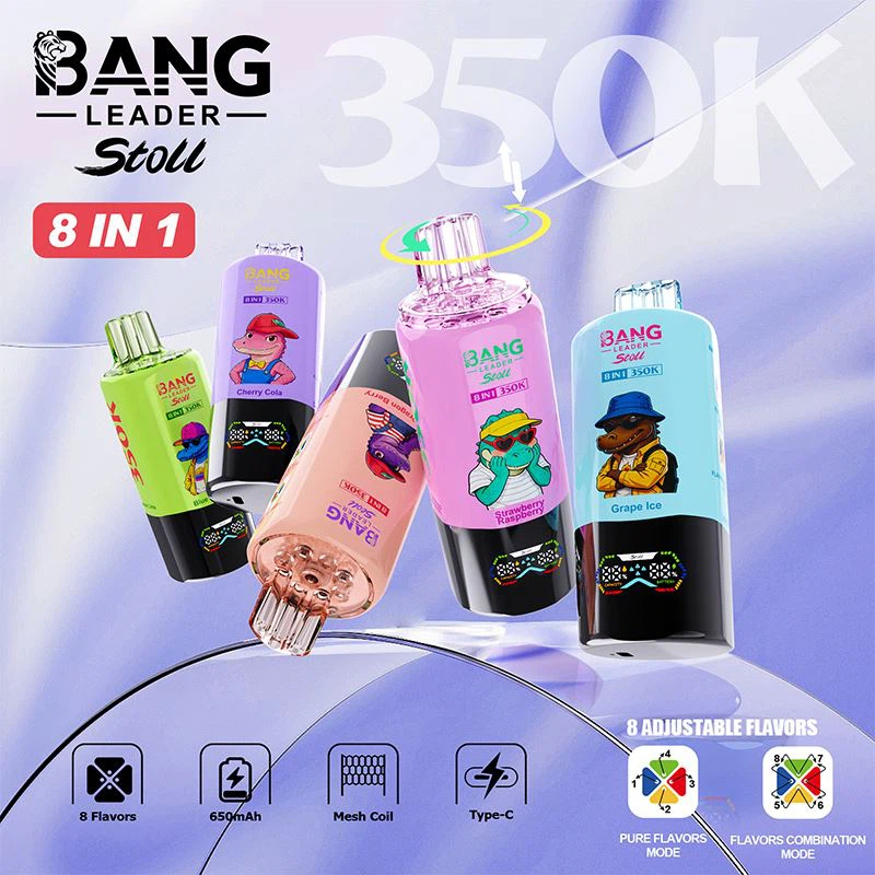 Bang Leader 350K Puffs 8-in-1 Prefilled Vape | 8 Flavors in 1 Device,  Rechargeable, 3%  5%