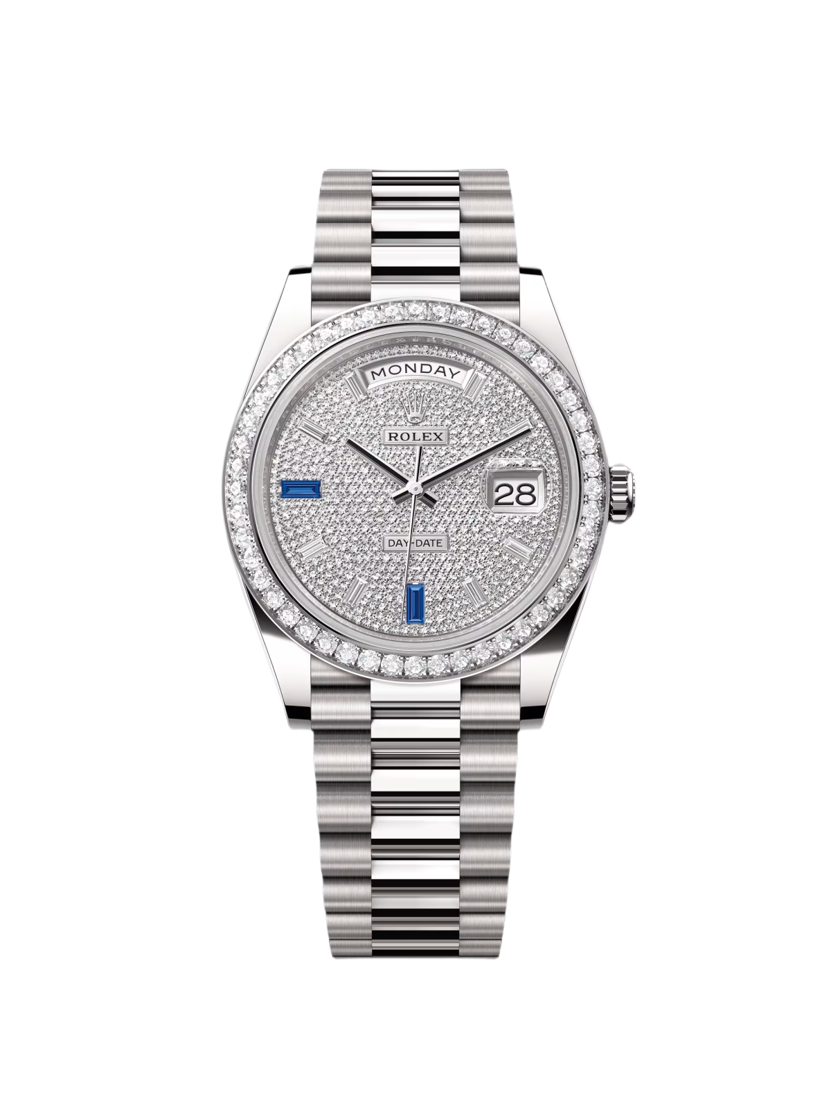 [2026 Mirror Grade]RLX 228349RBR-0036 Day-Date 40mm 18k White Gold Paved With Diamonds Watch