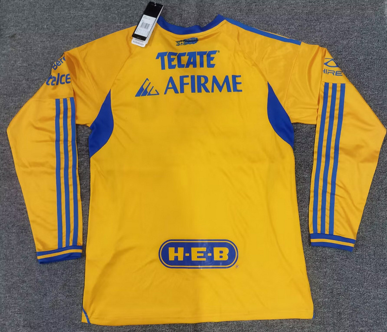 Tigres UANL Soccer Jersey Home Long Sleeve Custom Shirt 2025/26