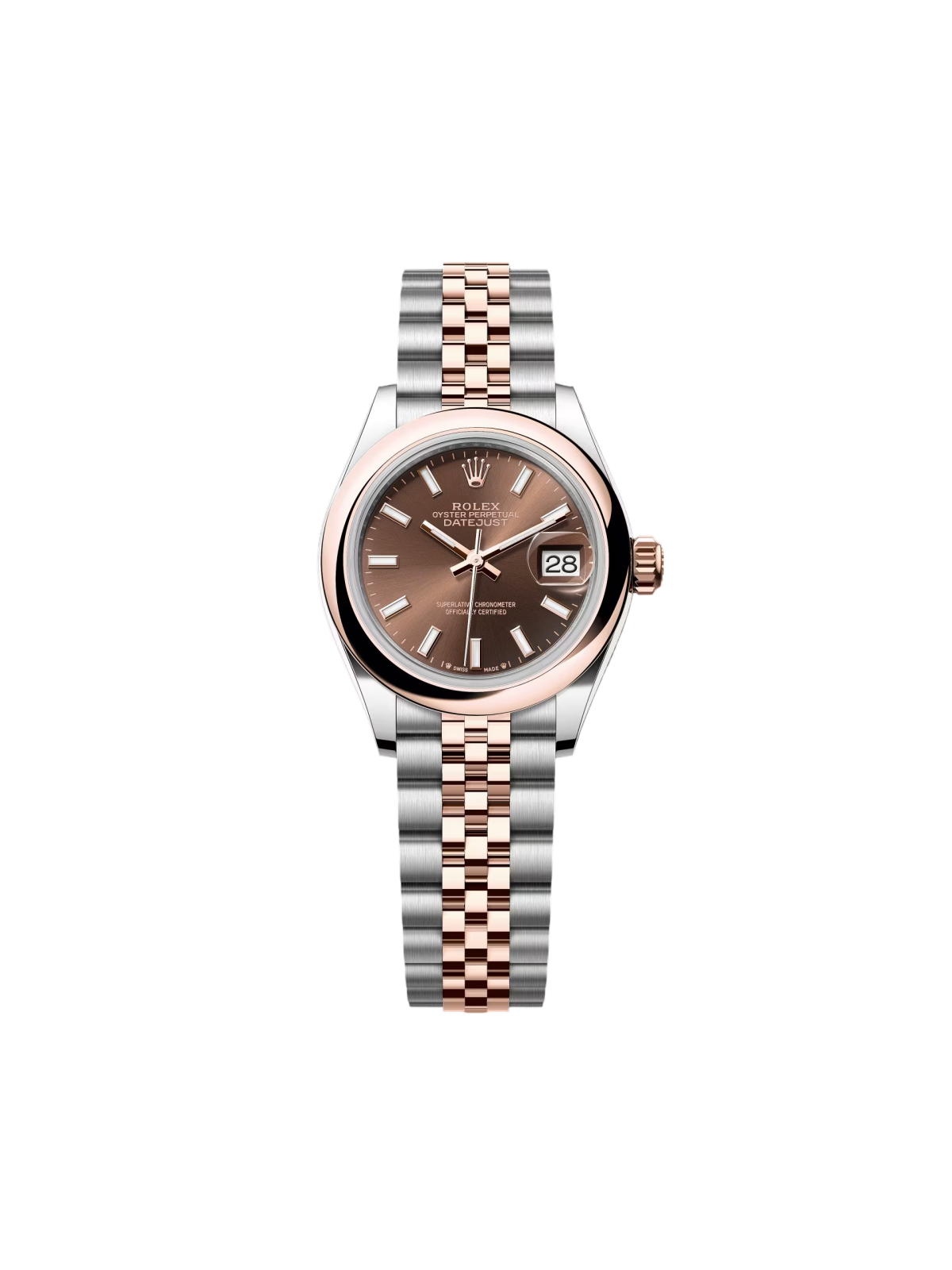 [2026 Mirror Grade]RLX Lady-Datejust 28mm  279161 Chocolate Stick Dial, Two Tone Stainless Steel & 18K Rose Gold Oyster Bracelet Women's Watch